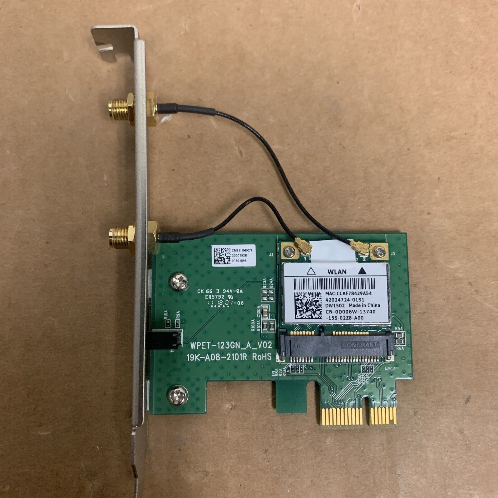 Dell WLAN Wireless Network Card Adapter PCIe CN-056CGK 56CGK - No Antenna