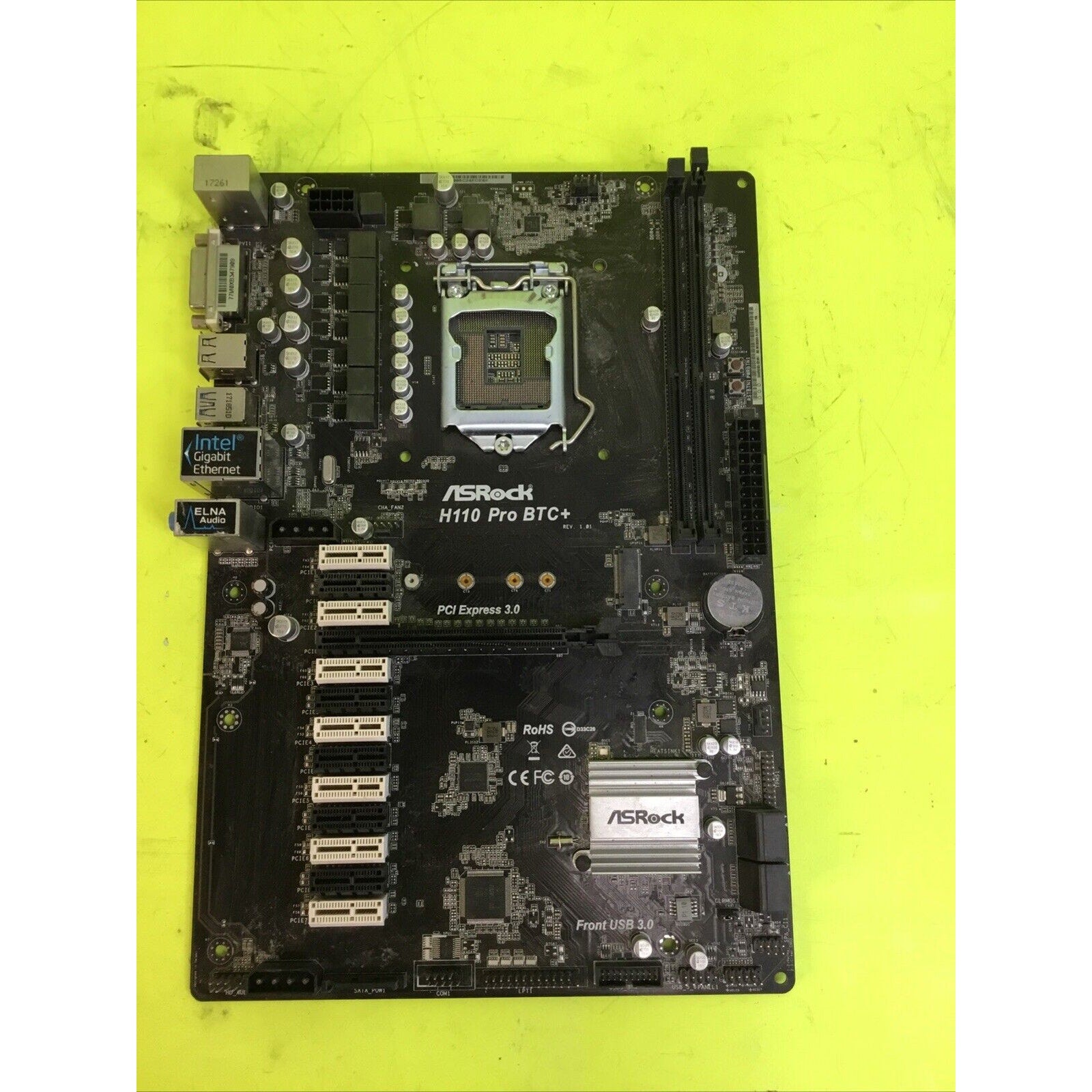 ASRock H110 Pro BTC+ LGA 1151, Intel Motherboard FOR PARTS or REPAIR