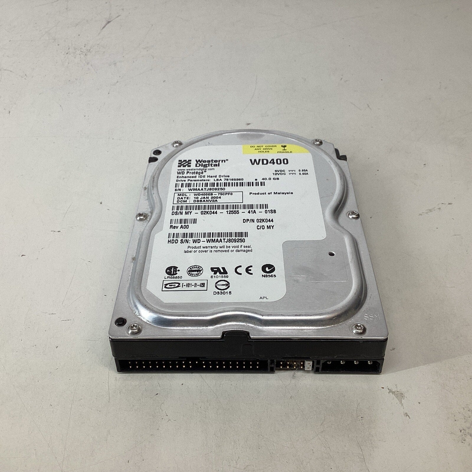 WD400EB-75CPF0 02K044 Western Digital 40GB IDE 3.5 Hard Drive - For Parts