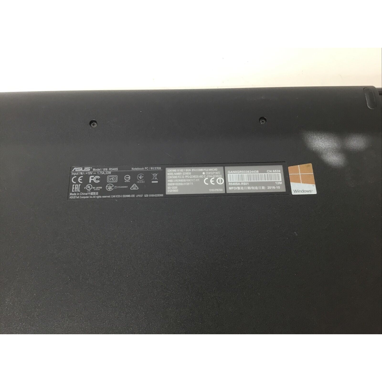 15.6" ASUS R540S Intel Celeron N3050 1.6GHz 4GB 500GB Laptop R540SA-RS FOR PARTS