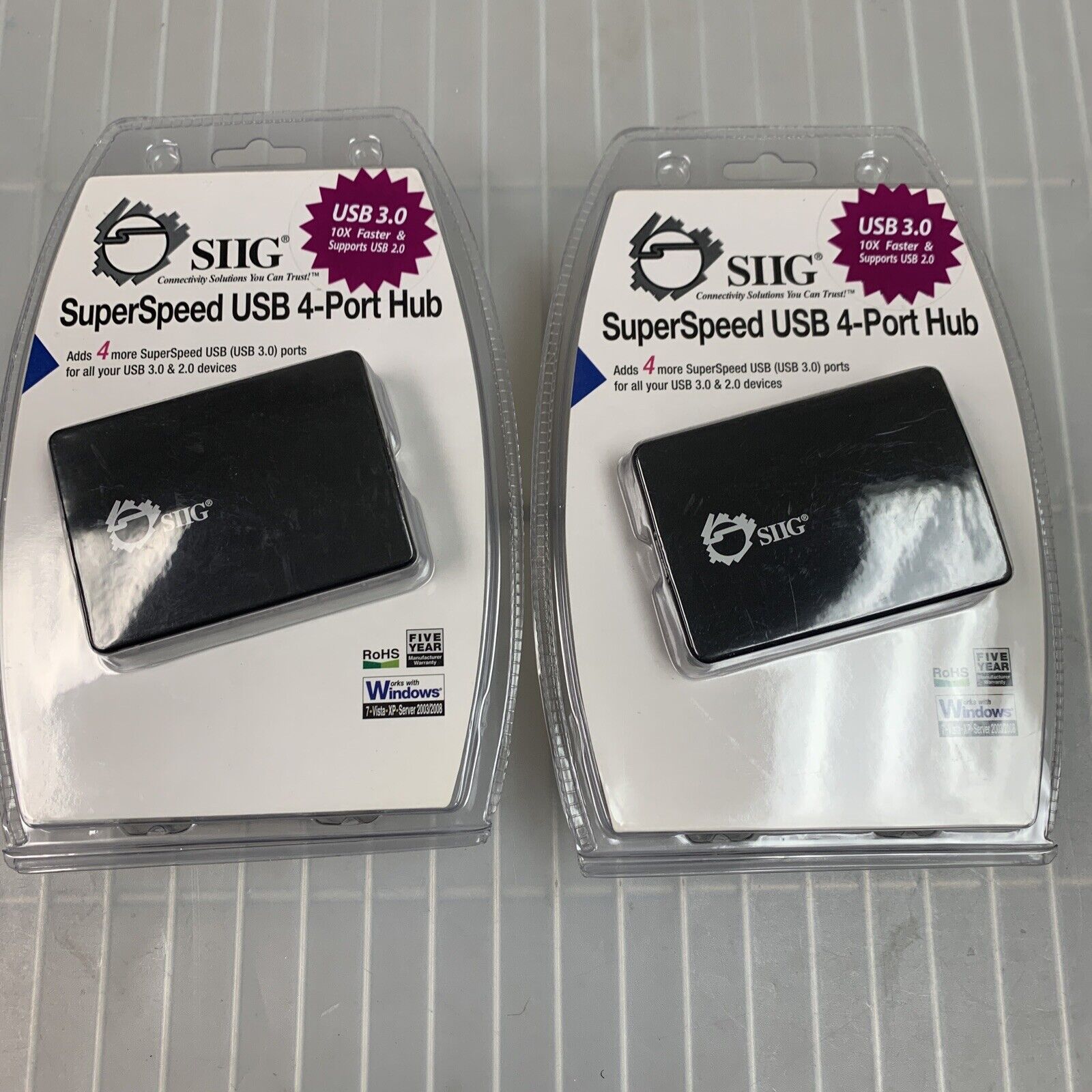 LOT of 2 x SIIG JU-H40312-S1 4-port USB 3.0 SuperSpeed USB Hub