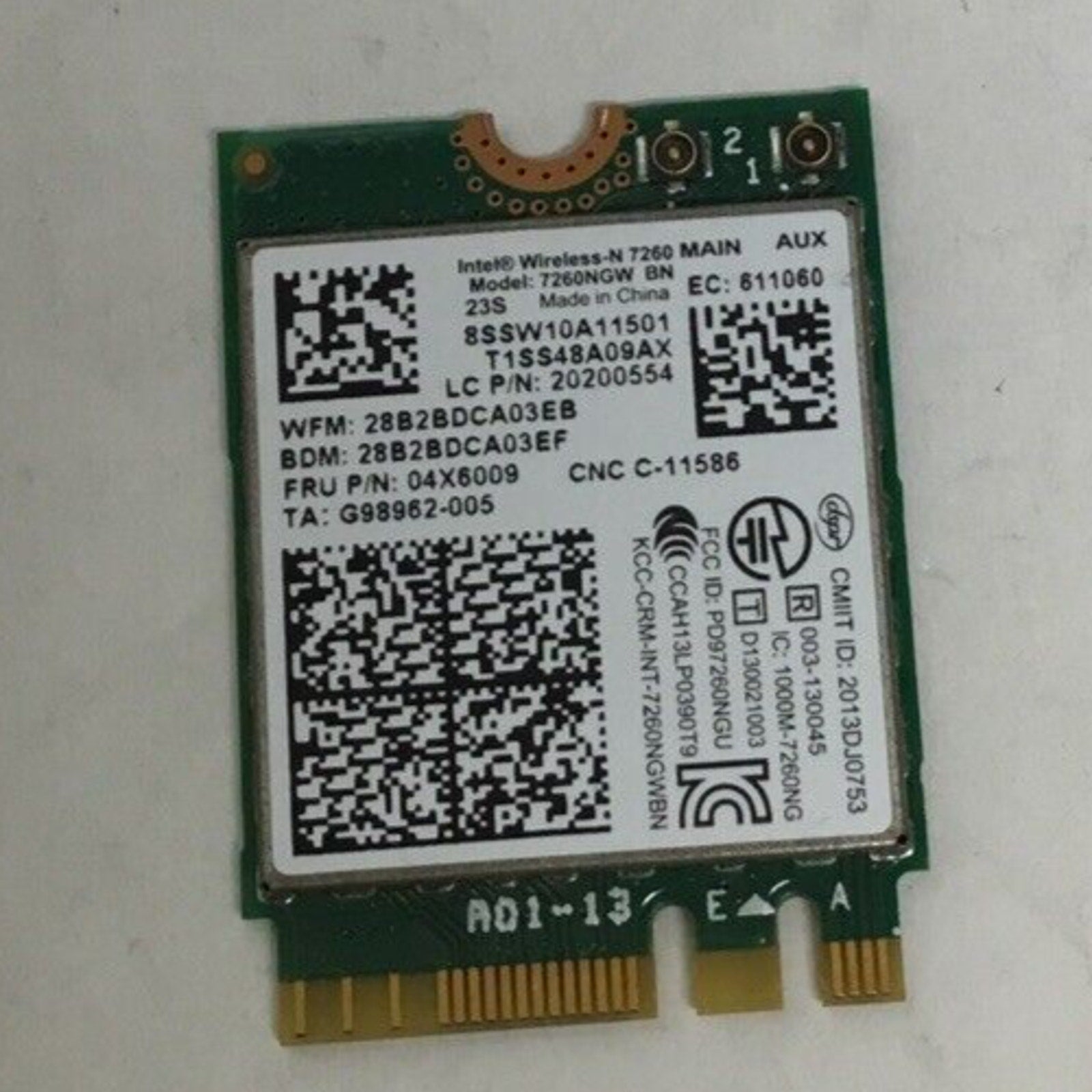 7260NGW Intel Dual Band Wireless-AC 7260 Wi-Fi Bluetooth 4.0 04X6009