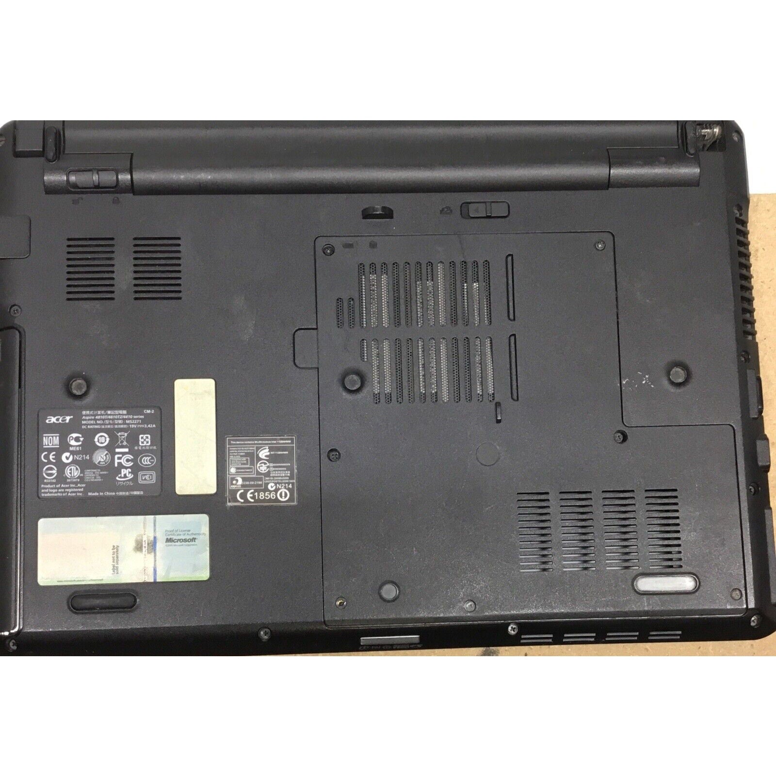 Acer Aspire 4810T Intel CPU U4100 4GB RAM No HDD No Adapter Read Desc