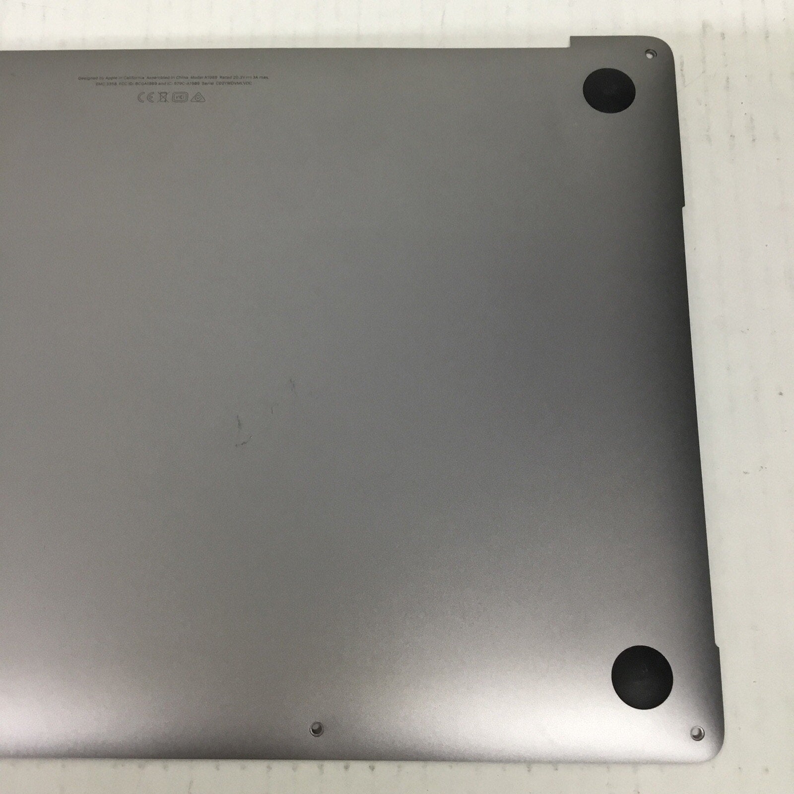 13" MacBook Pro 2018 2019 Space Gray Lower Bottom Case Plate MV962LL/A A1989