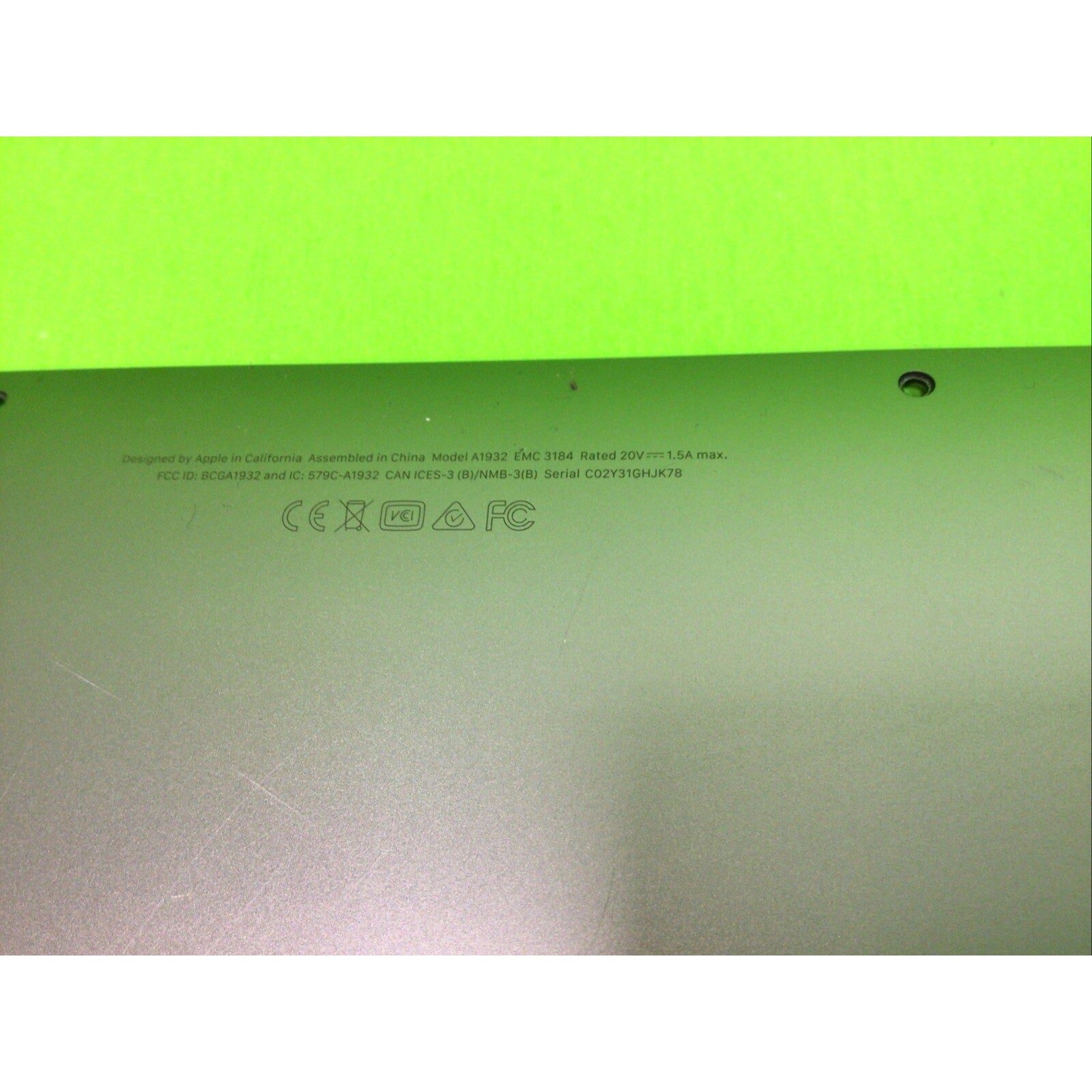 13" Apple MacBook Air 2018 2019 2020 Space Gray Bottom Case A1932 A