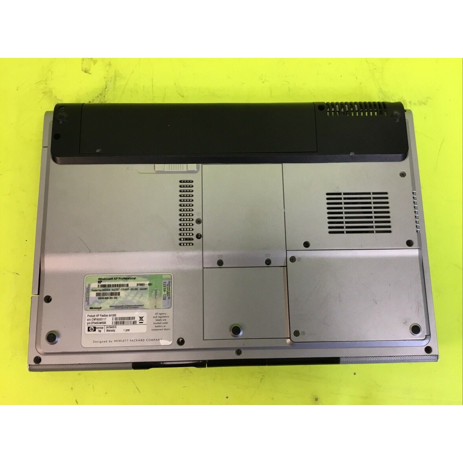 HP Pavilion Entertainment Notebook DV1000 Laptop FOR PARTS or REPAIR