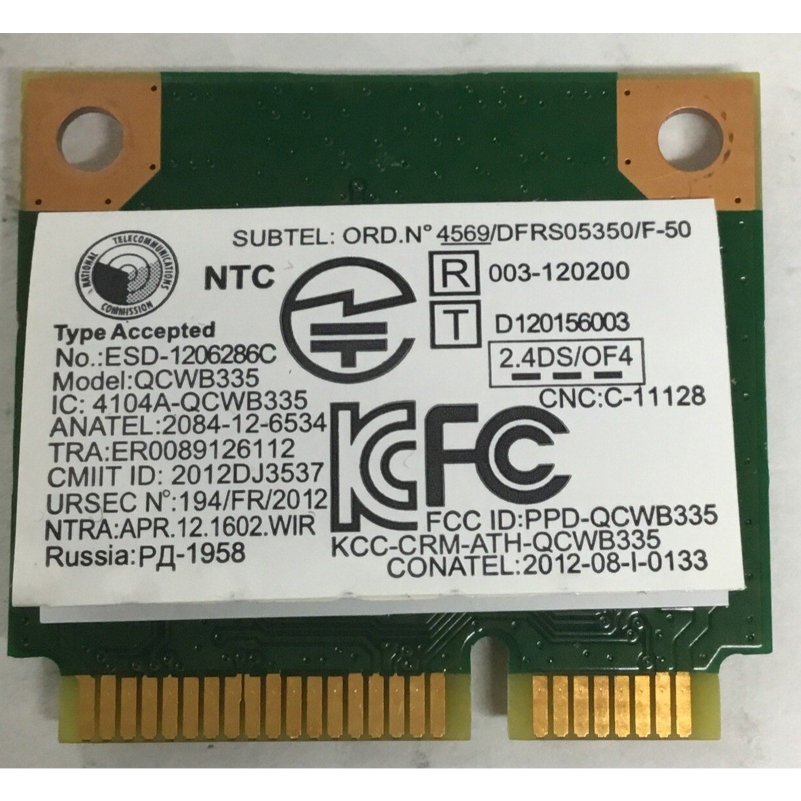 Dell Inspiron 3521 WiFi Bluetooth Card WLAN QCWB335 5GC50