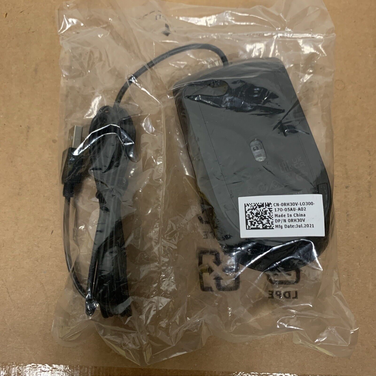 Dell 0RH30V Optical Mouse Black MS116AW USB 3 Button Scroll Wheel New OEM