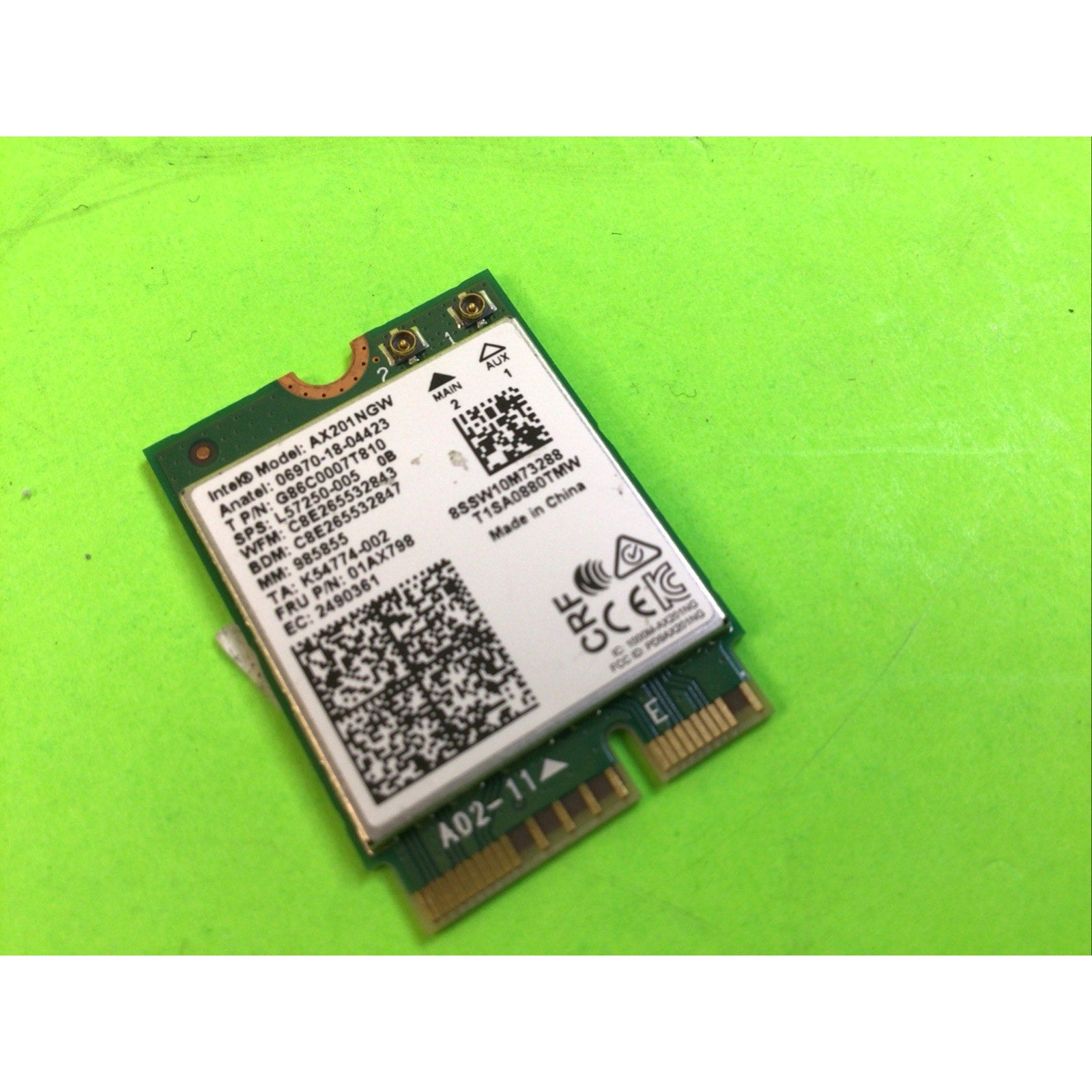 INTEL AX201NGW M.2 2230 CNVIO2 WIFI 6 802.11AX BLUETOOTH 5.2 CARD G86C0007T810
