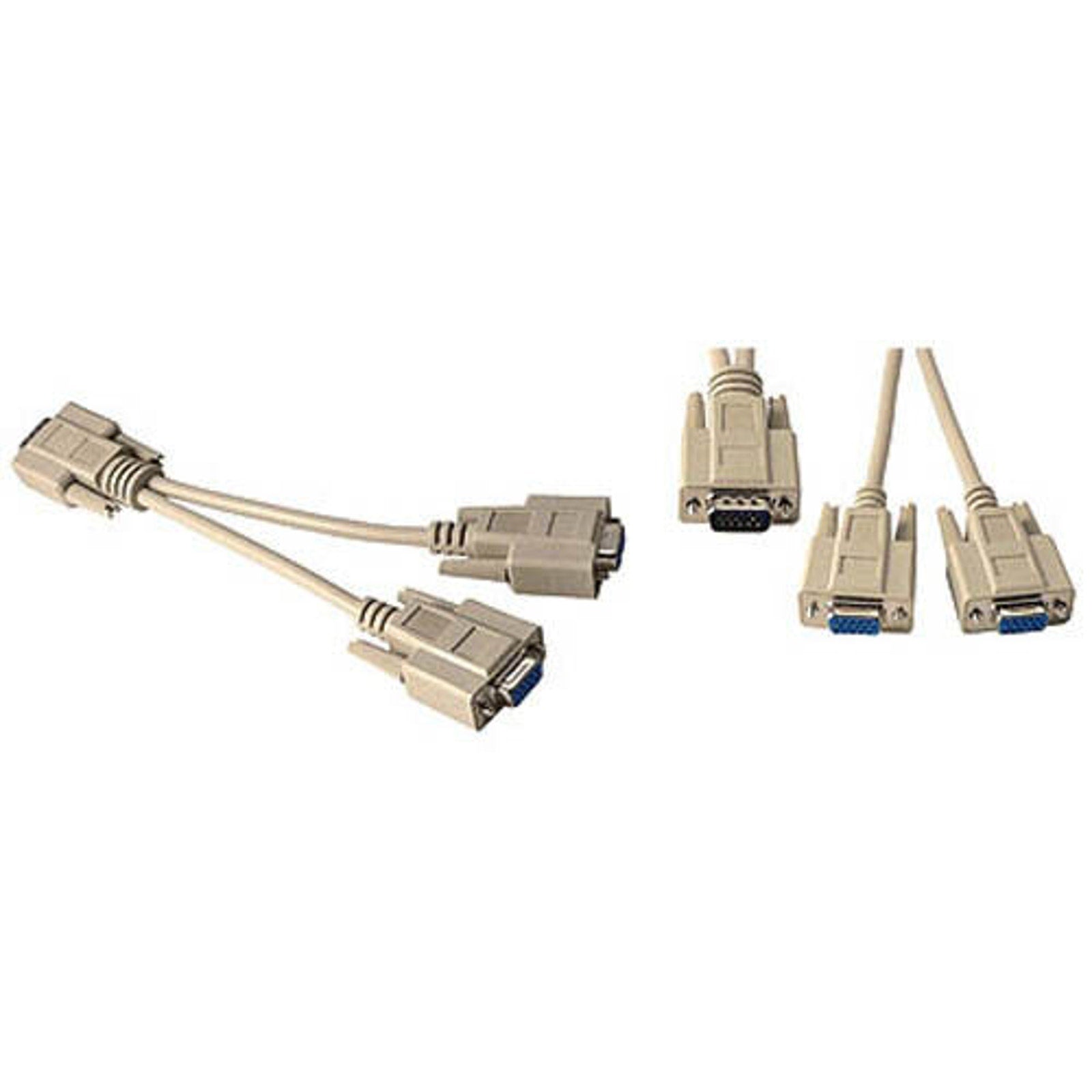 15-pin VGA/SVGA Y Splitter Adapter - 1-PC to 2-Monitors - Male to Dual Female