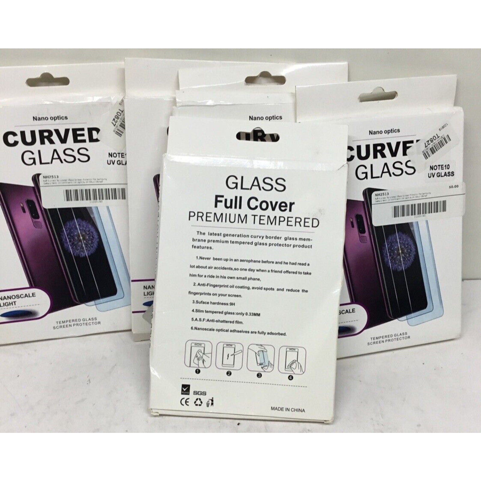 Lot of 5 For Samsung Note 10 UV Tempered Glass Screen Protector Kit (Read Desc)