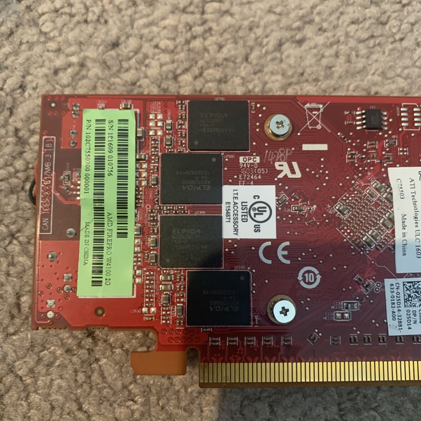 AMD FIREPRO W4100 2GB GDDR5 QUAD PCIE X16 3.0 VIDEO CARD 25D14 / 025D14