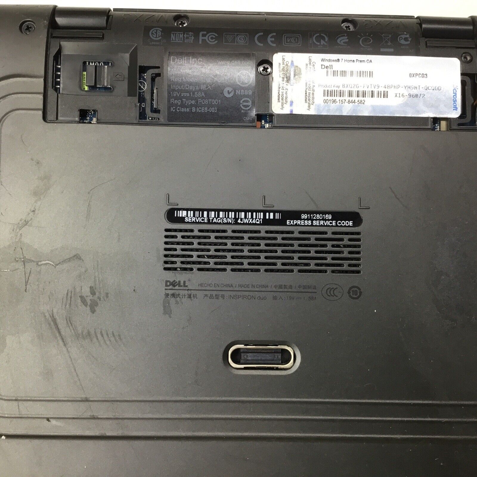 10.1" HD Dell Inspiron Duo 1090 Atom N550 1.5GHz 320GB HDD 2GB RAM - For Parts