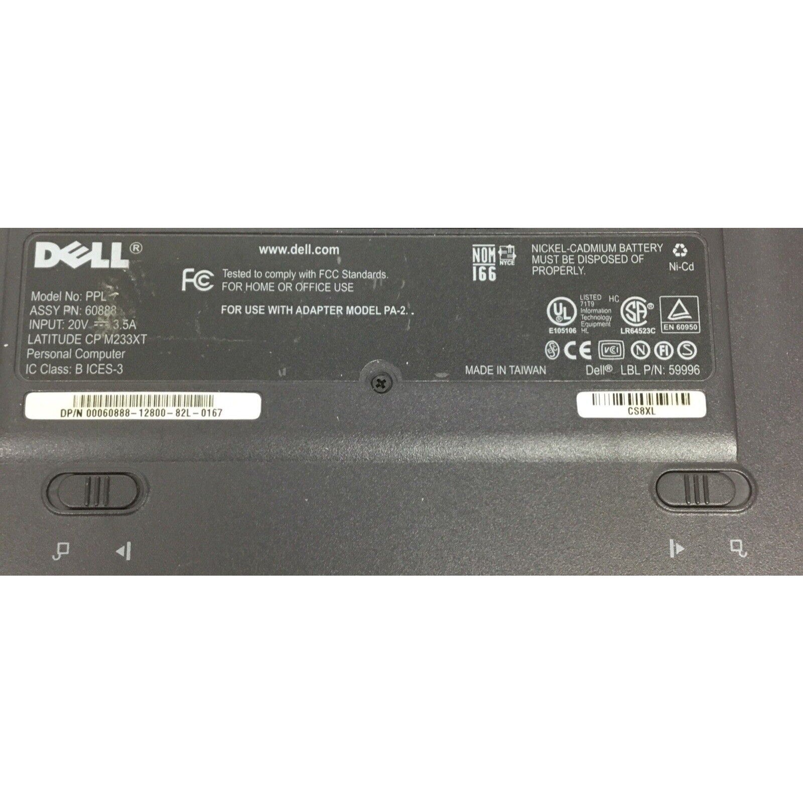Parts Only Vintage Dell Latitude PPL CP M233XT / Bad Battery / No Adapter
