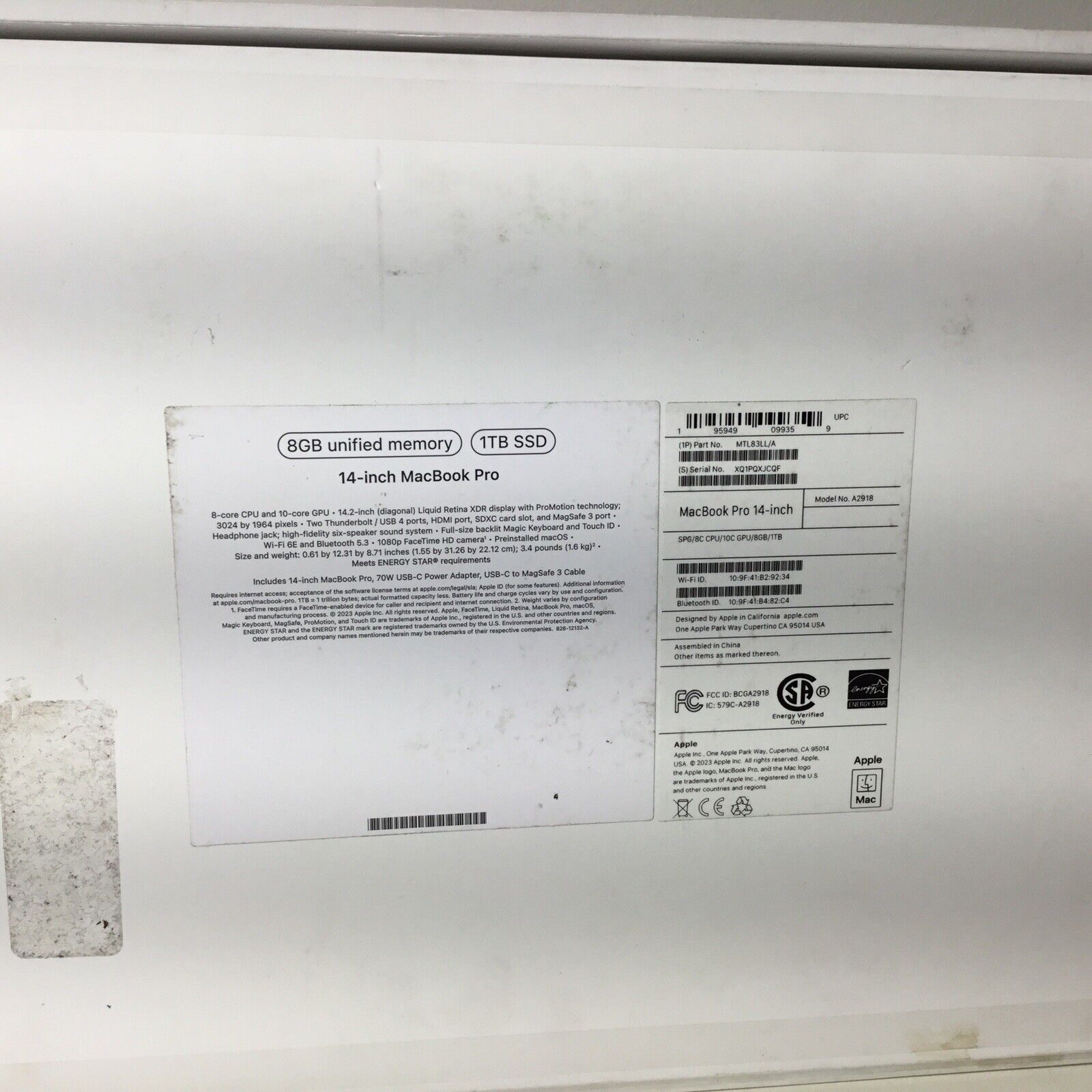 Apple 2023 MacBook Pro 14-inch M3 8-Core 8GB RAM 1TB SSD Space Gray MTL83LL/A