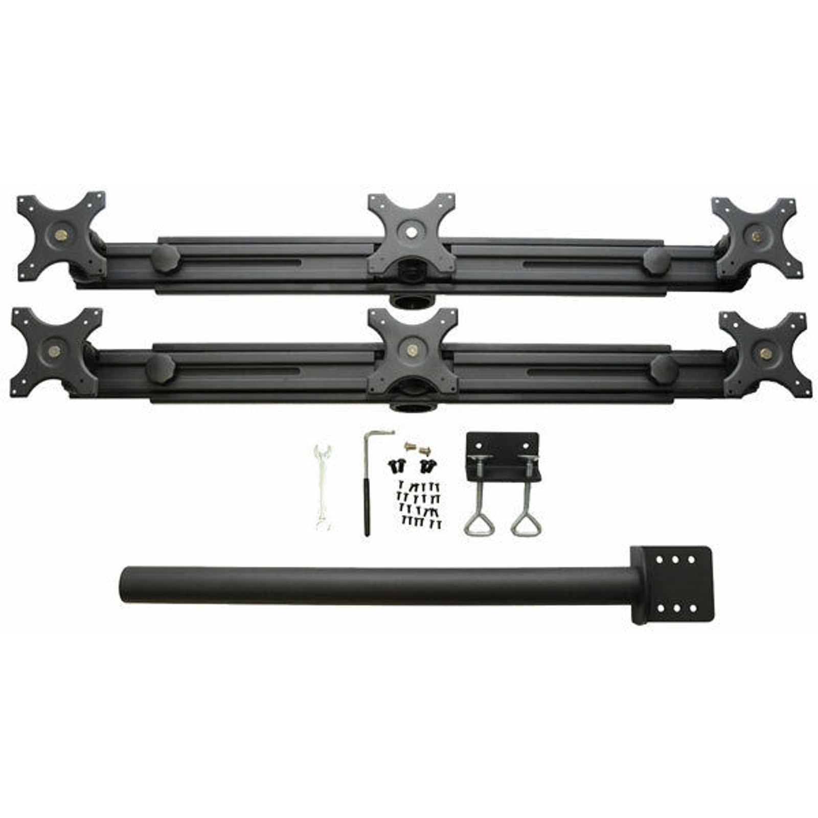 6-Monitor LCD Monitor Stand - C-Clamp - Holds Up to 6x 24" Displays - Hex Mount