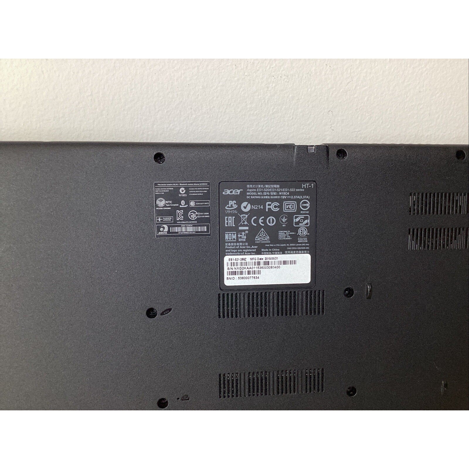 Acer Aspire ES 15 ES1-521-266Z AMD E1-6010 4GB 500GB HDD No Screen - For Parts