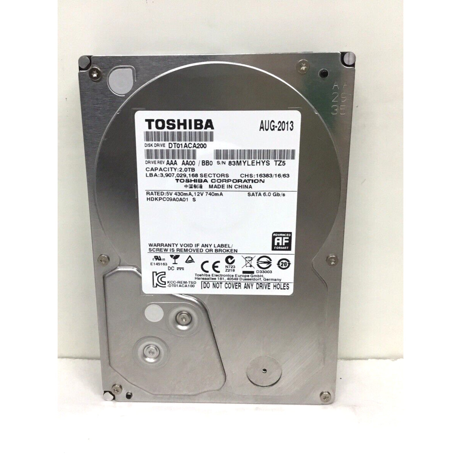 Toshiba 2TB HDD 7200RPM 64MB Cache SATA III 6.0Gb/s 3.5" Hard Drive DT01ACA200