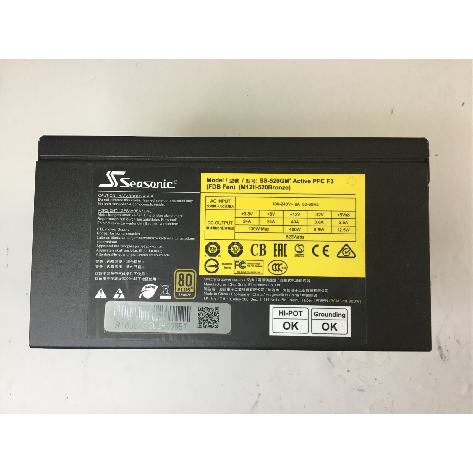 Seasonic 520W M12ii EVO Edition Bronze 500W Power Supply-For Parts