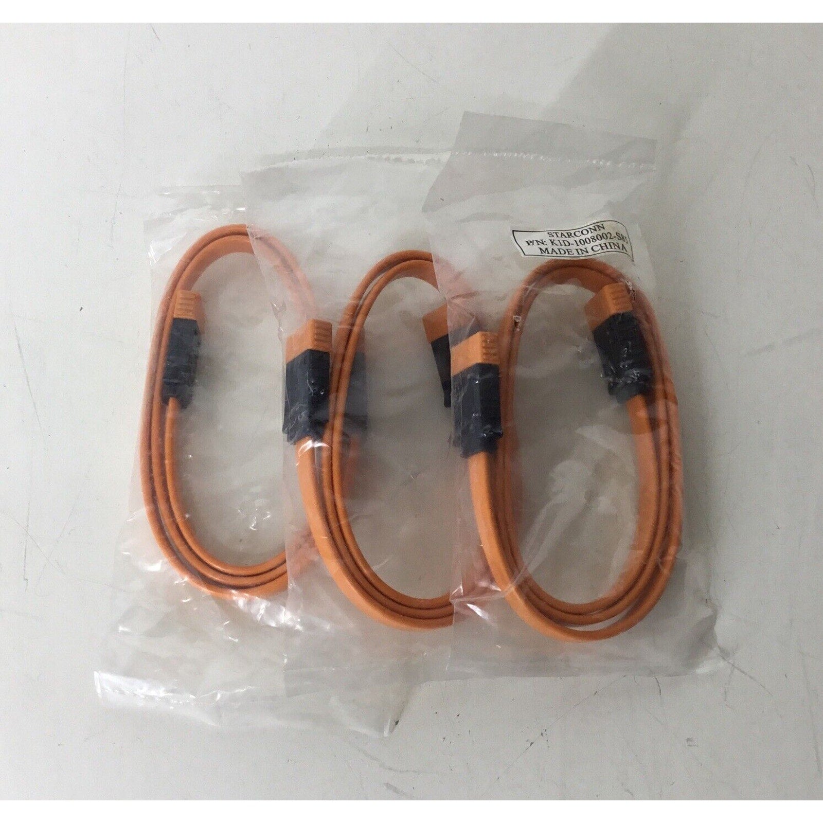 Lot of 3 - Starconn K1D-1008002-S85 Orange Serial ATA SATA Cable