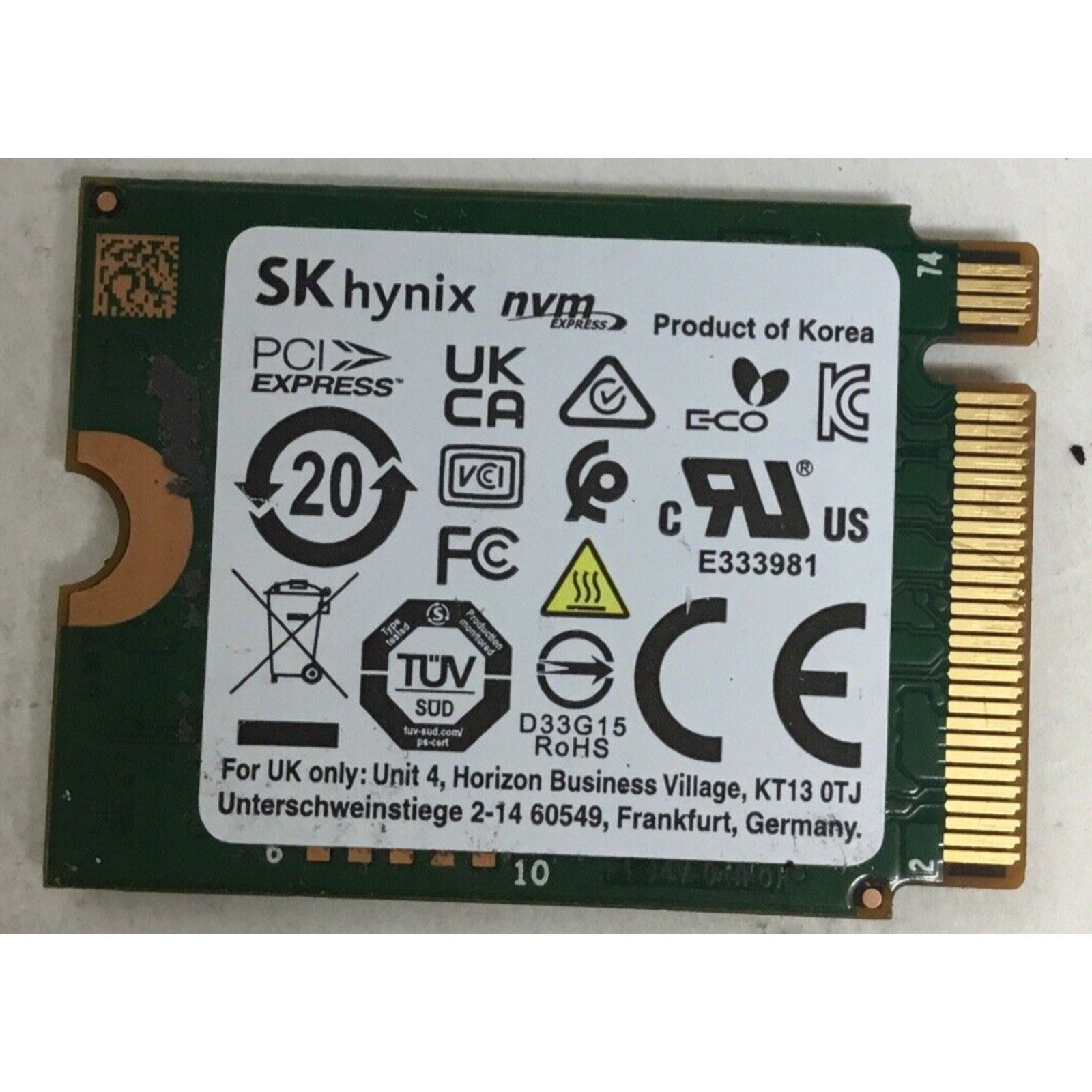 SK Hynix 256GB NVMe SSD Solid State Drive Dell KFV6T / 0KFV6T