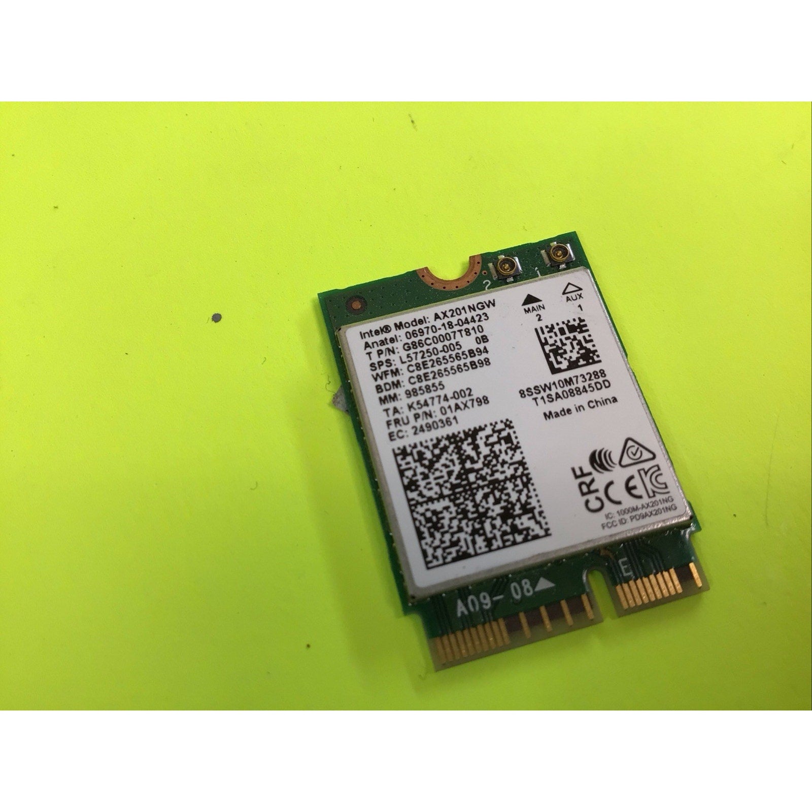 Intel NGFF Dual Band 802.11ac 2.4Gbps WiFi Bluetooth 5.0 Card AX201NGW
