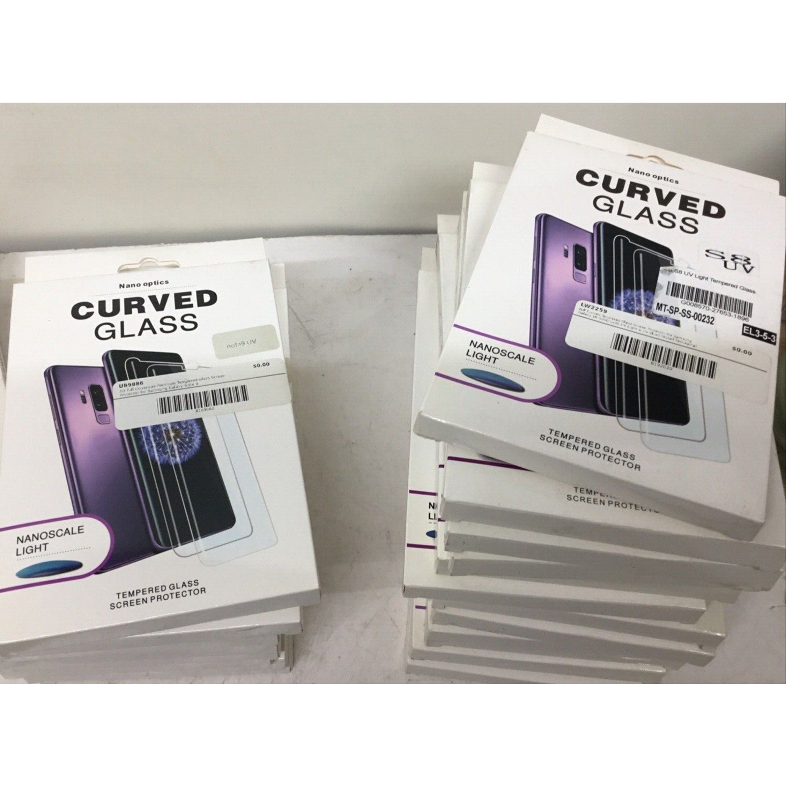 Lot of 20 Samsung Note 8/Note 9 UV Tempered Glass Screen Protector Kit Read Desc