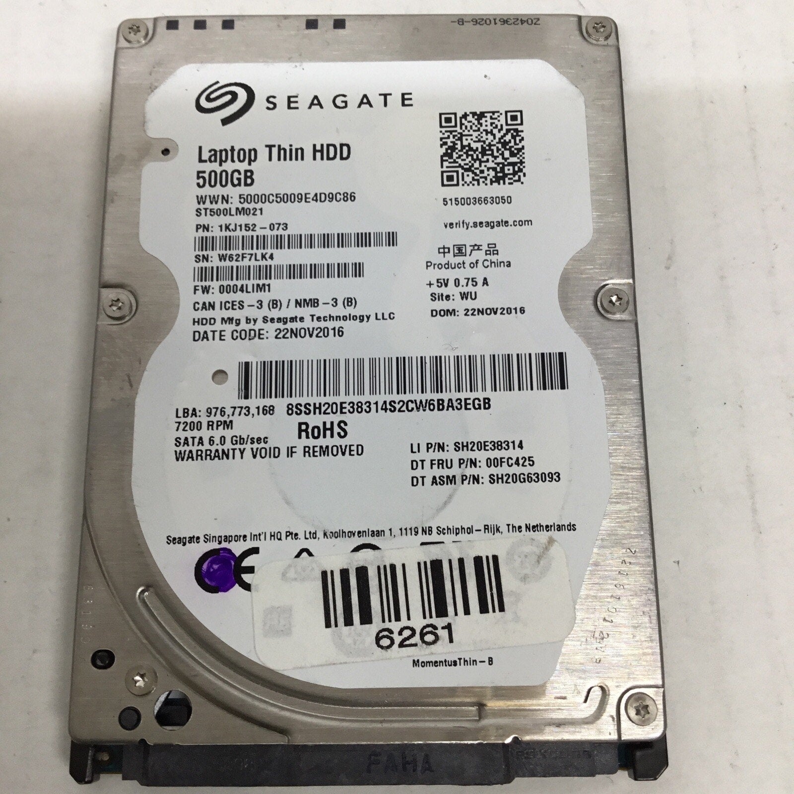 Seagate Thin HDD ST500LM021 500GB 2.5" Laptop Hard Drive 1KJ152-073