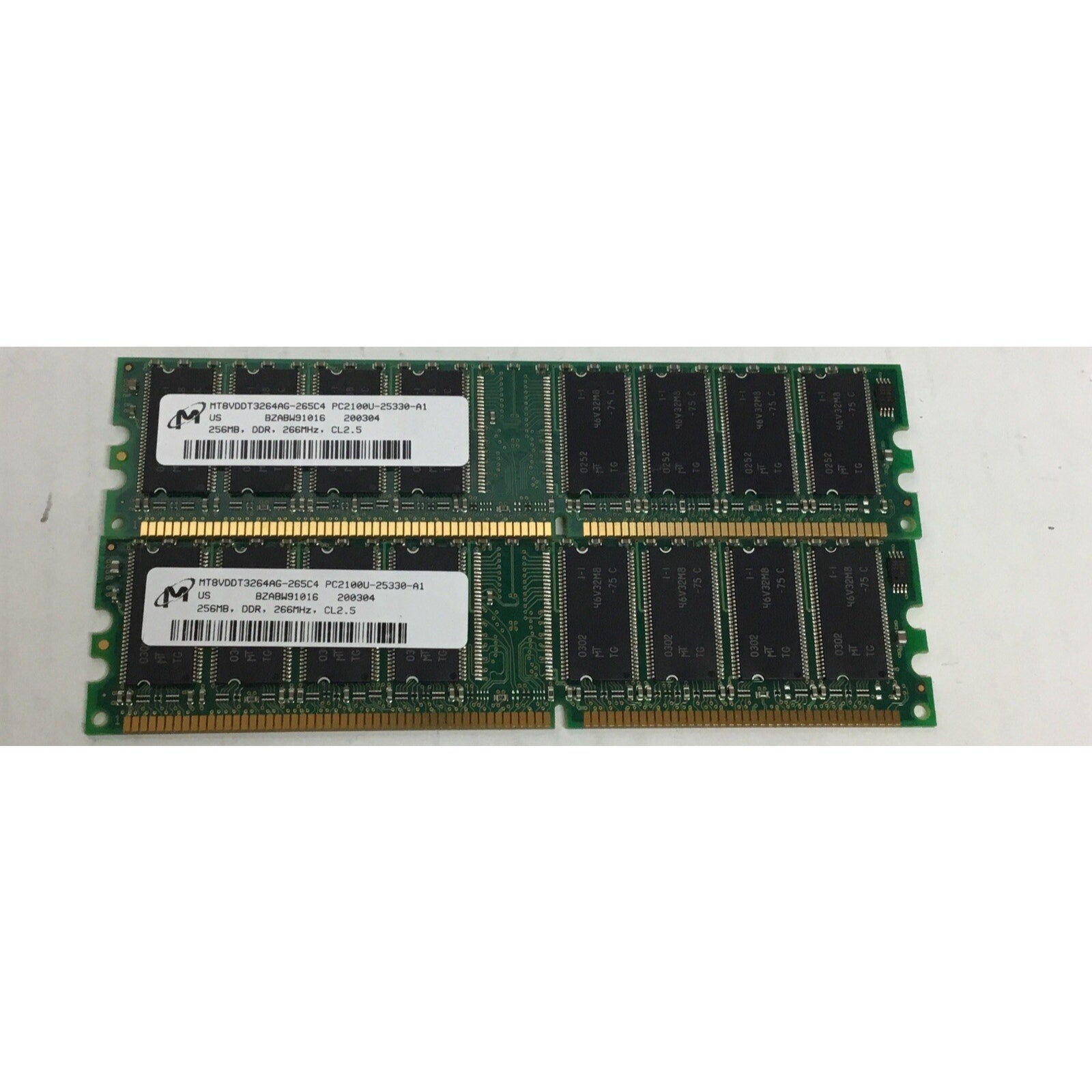 Micron MT8VDDT3264AG-265C4 PC2100U-25330-Z DDR 266MHZ CL2.5 Memory Module
