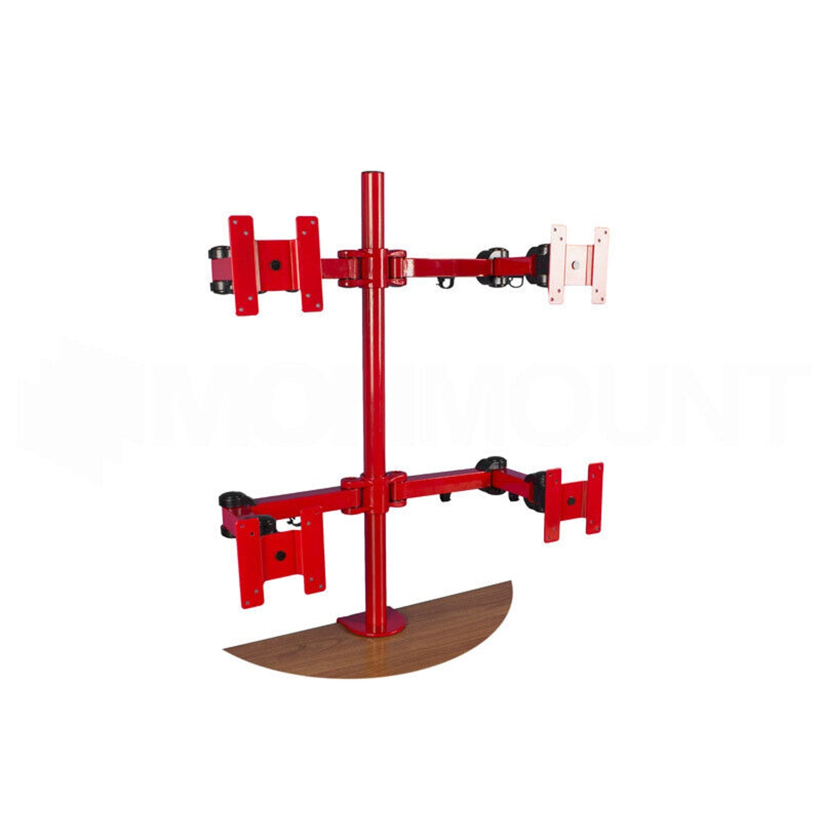 MonMount Red Quad LCD Monitor Stand Desk Mount Adjustable Arm to 27"
