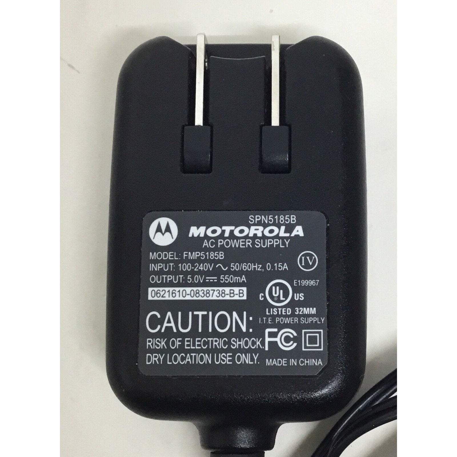 Motorola FMP5185B AC Power Supply Adapter Charger Cord Output 5V 550mA