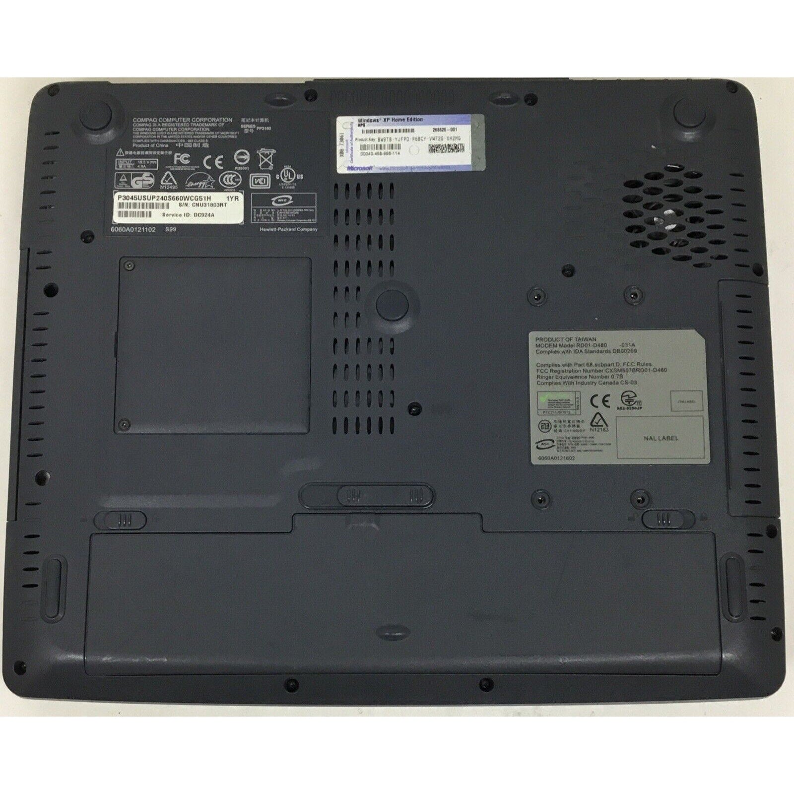 Vintage Compaq Presario 3000 Laptop Pentium 4 No Adapter / No HDD / READ DESC