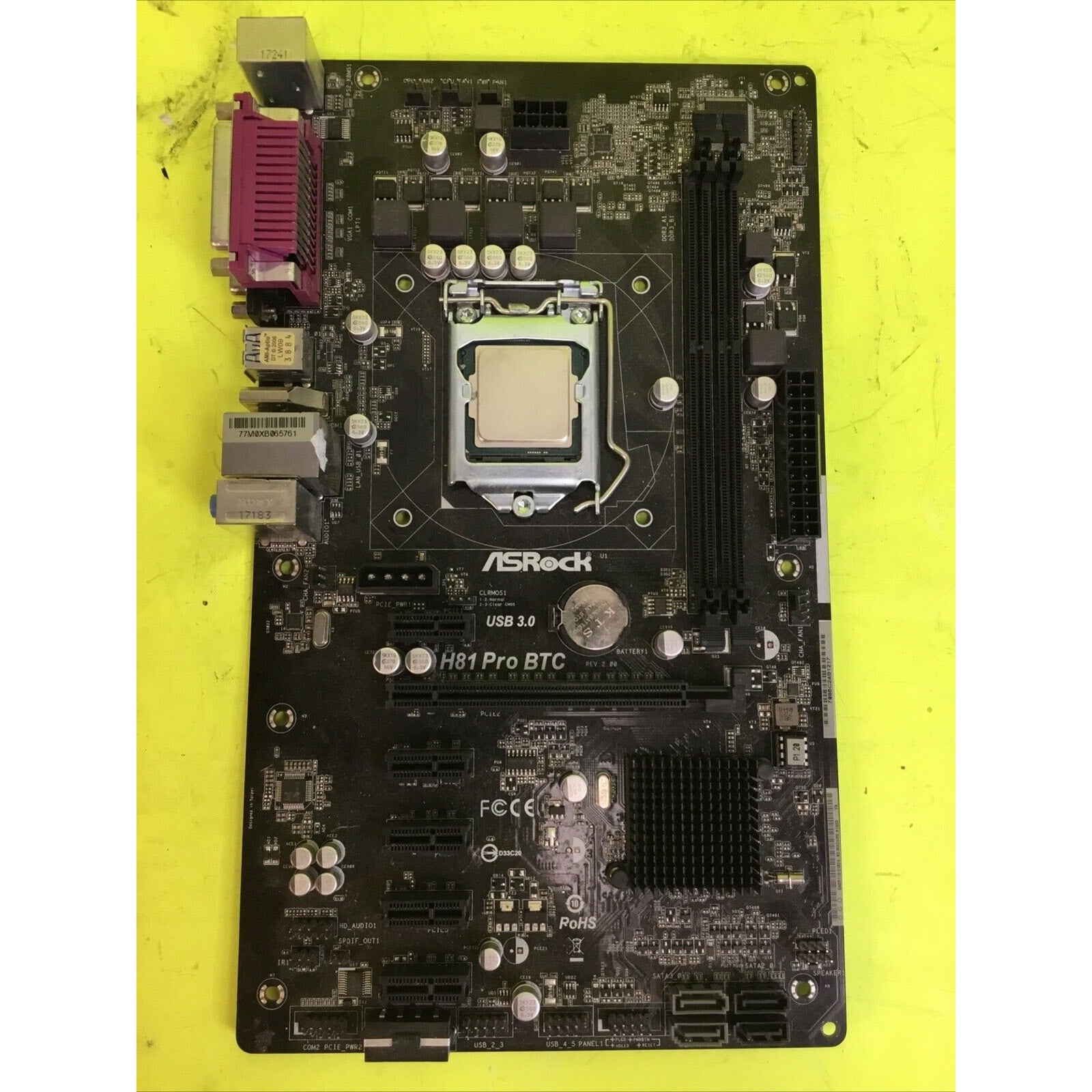 ASRock H81 PRO BTC R2.0 LGA 1150 with Celeron G1840 FOR PARTS or REPAIR
