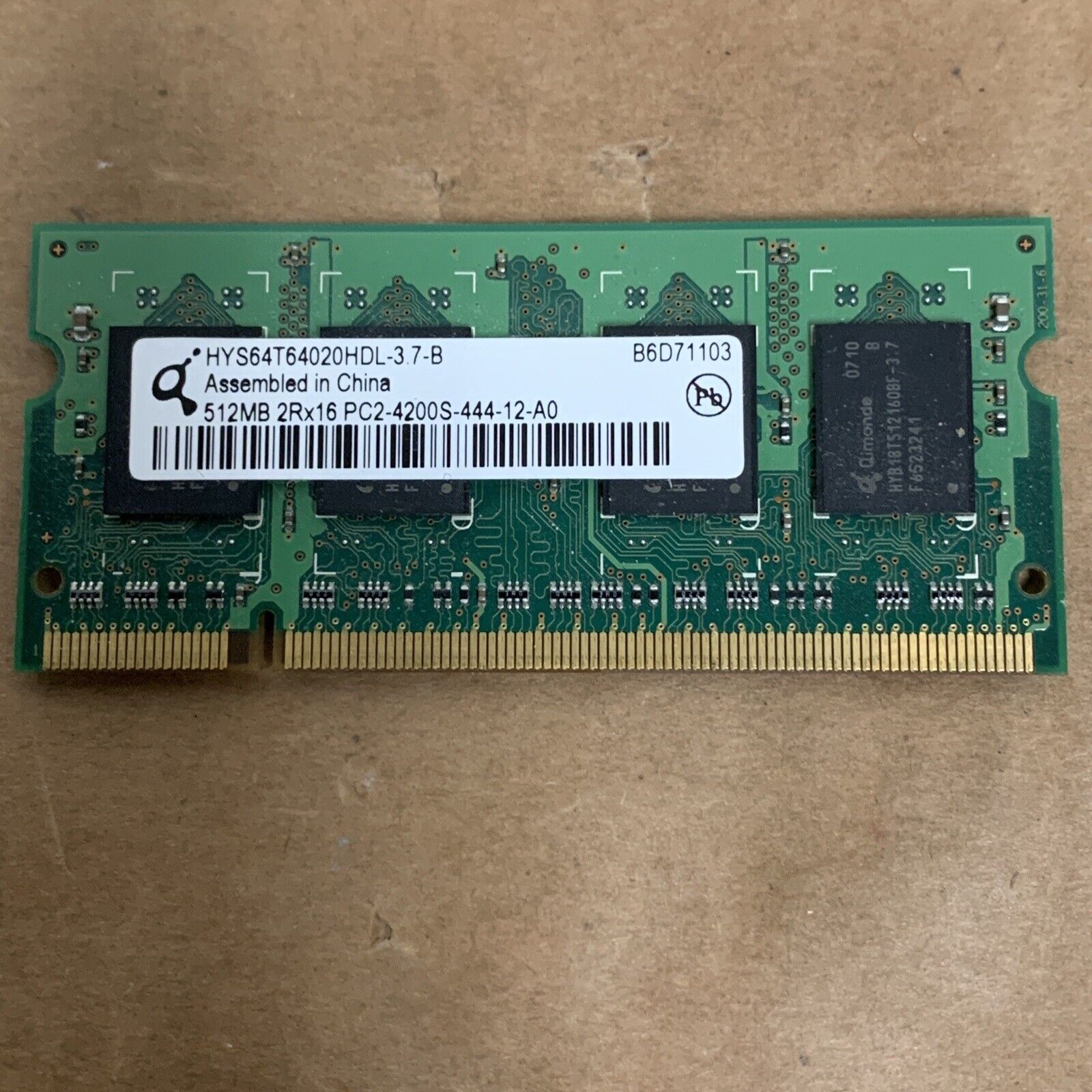 Qimonda HYS64T64020HDL-3.7-B 512MB PC2-4200S DDR2 So-Dimm Laptop Memory RAM