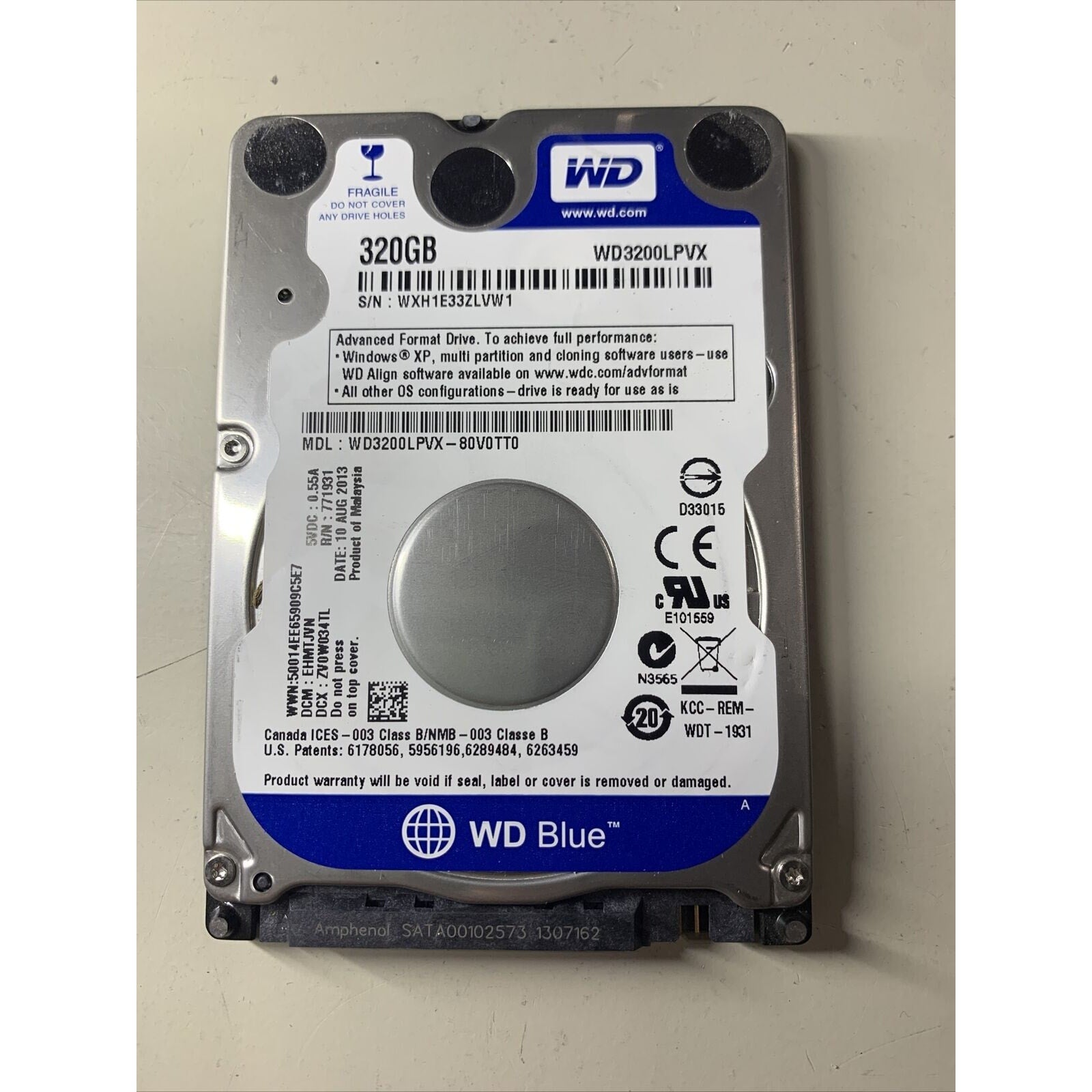 Western Digital Blue 500GB Internal, 5400RPM, 2.5” WD5000LPVX-80V0TT0 Hard Drive