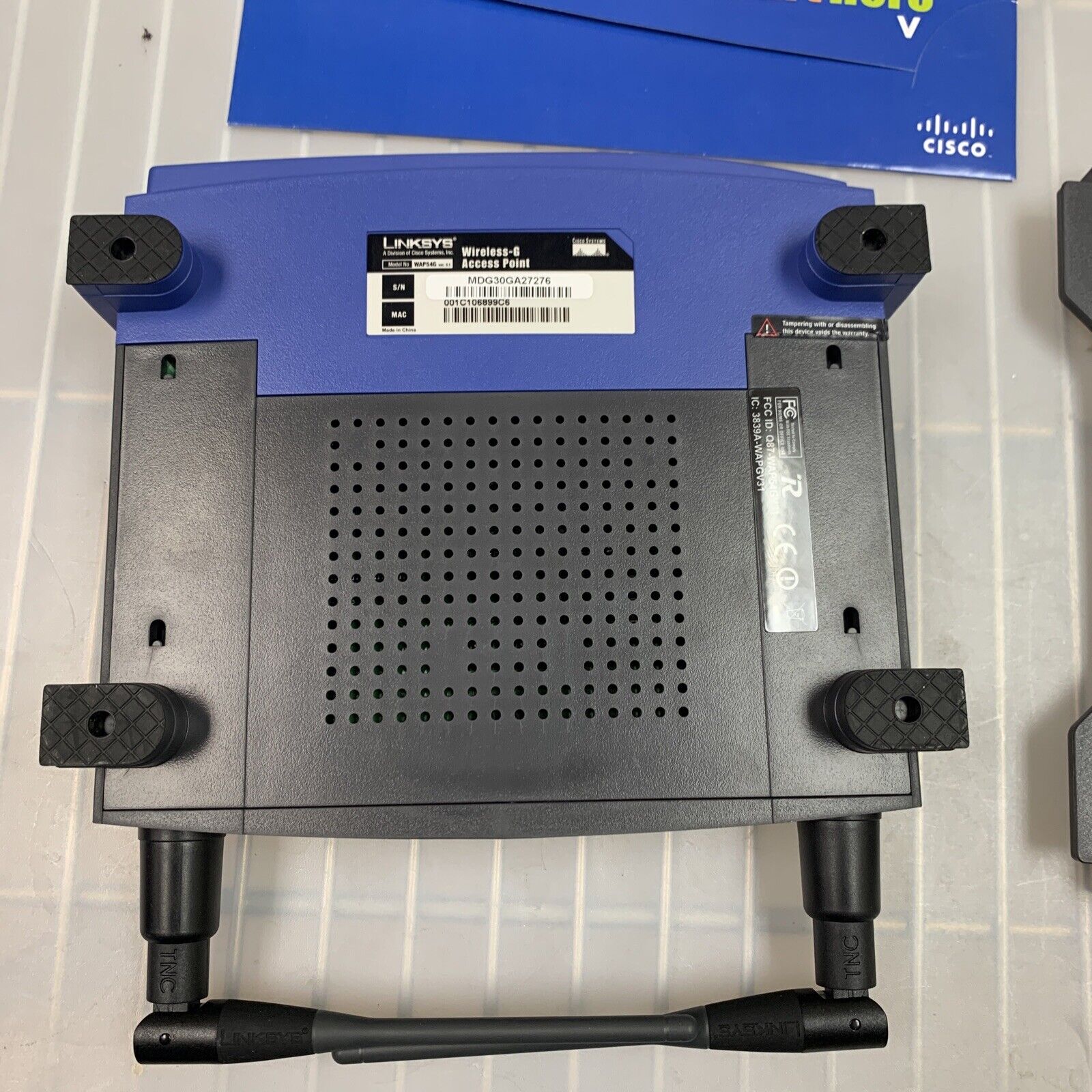 Cisco Linksys WAP54G v3.1 54 Mbps Wireless-G Access Point - No Power Cable