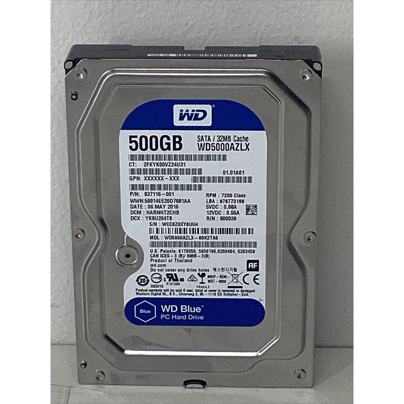 Western Digital WD5000AZLX 3.5" 500GB 7200 32MB 6Gbps SATA HDD Hard Drive