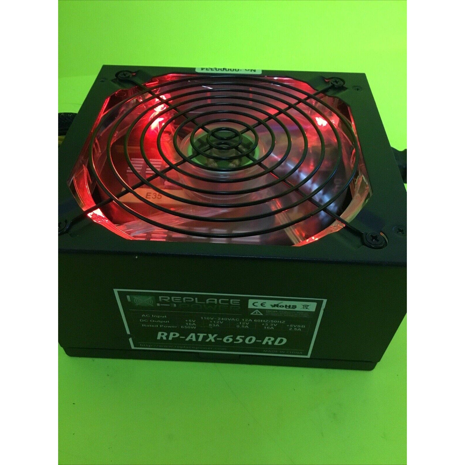Replace Red LED Power Supply RP-ATX-650W-GN 650W ATX Power Supply