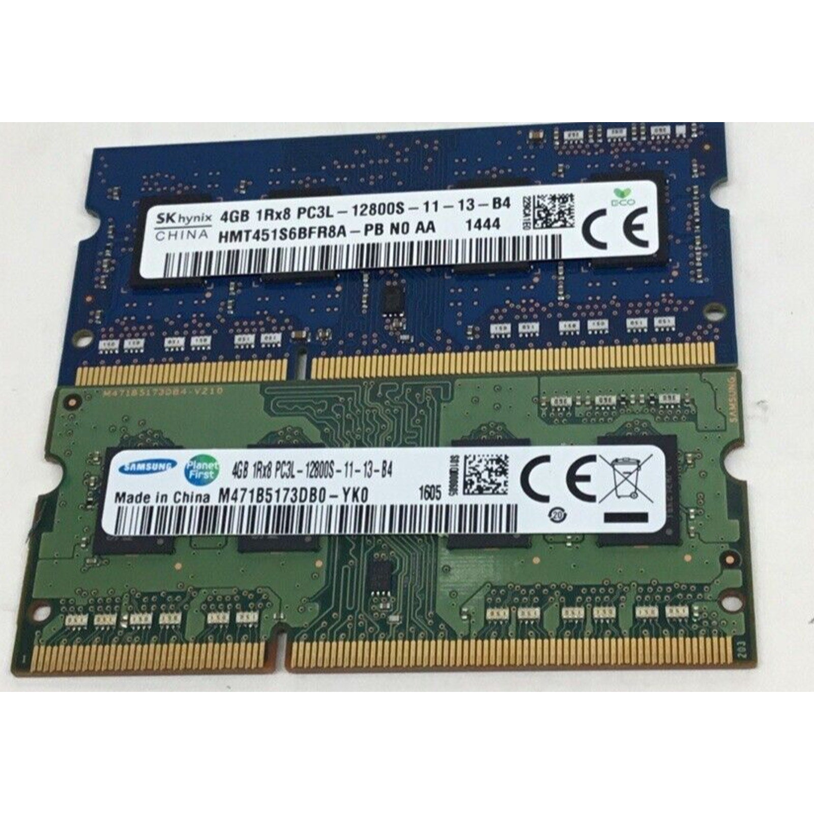 LOT OF 2 SK HYNIX HMT451S6BFR8A, & SAMSUNG 4GB DDR3 SODIMM PC3-12800s 1600MHz