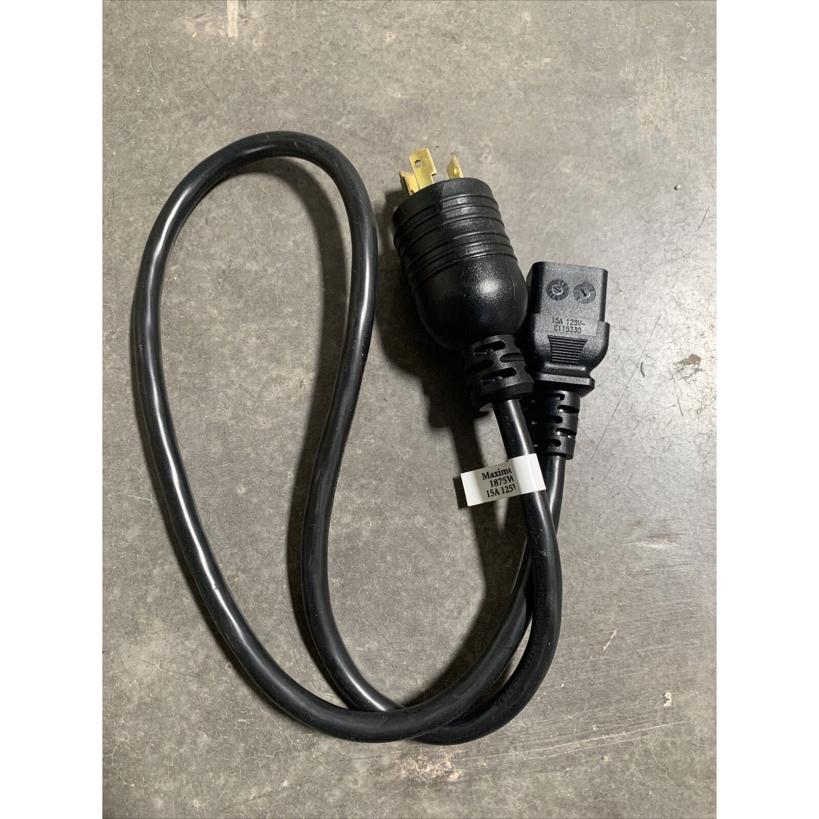 3ft L5-20 to C19 15A 125V 1875W 14AWG Server Power Cable - 3 Feet