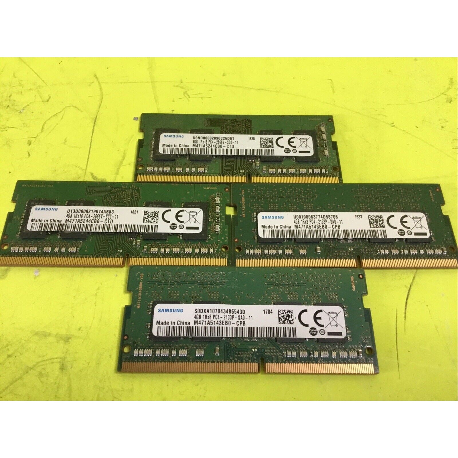 Lot of 4x 4GB Samsung Laptop Memory Assorted