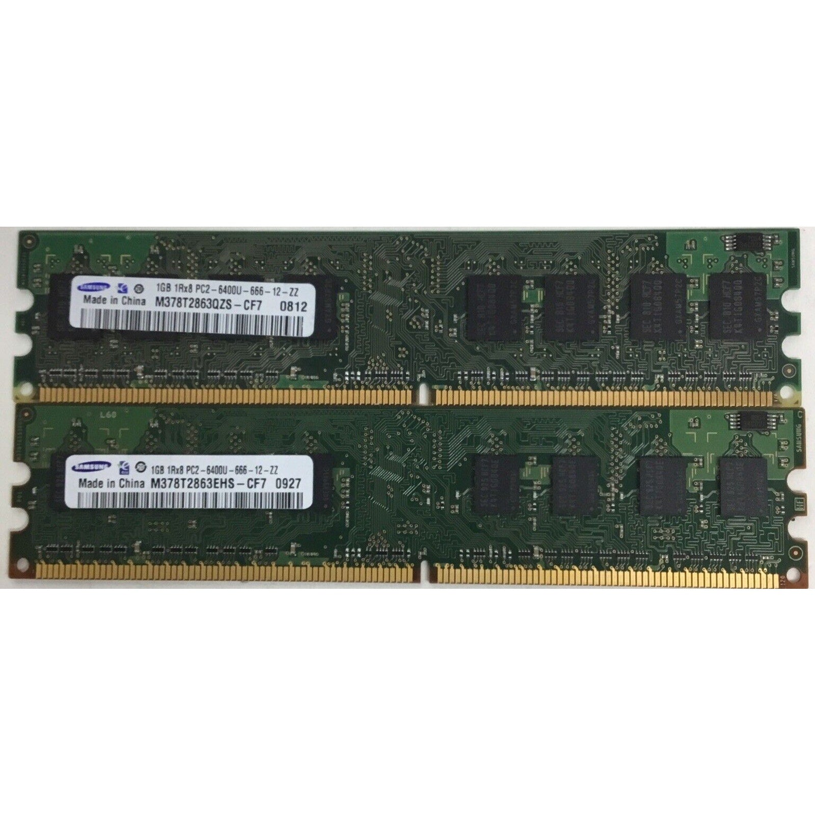 Lot of 2 M378T2863QZS-CF7 Samsung 1GB DDR2 800MHZ PC2-6400 P/N: M378T2863QZS-CF7