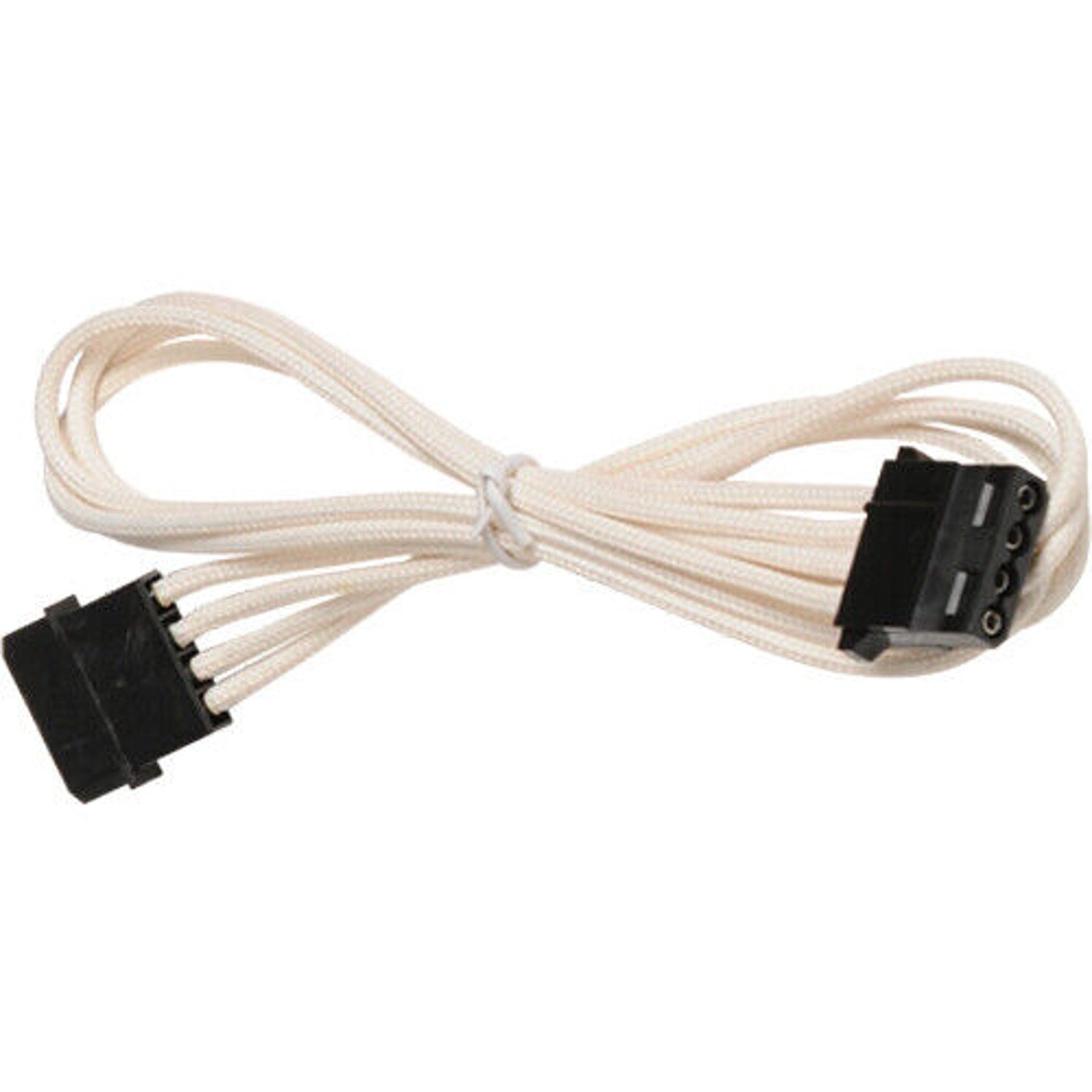 18-inch 4-pin LP4 PC Power Extension Cable - Male to Female - Braided - White