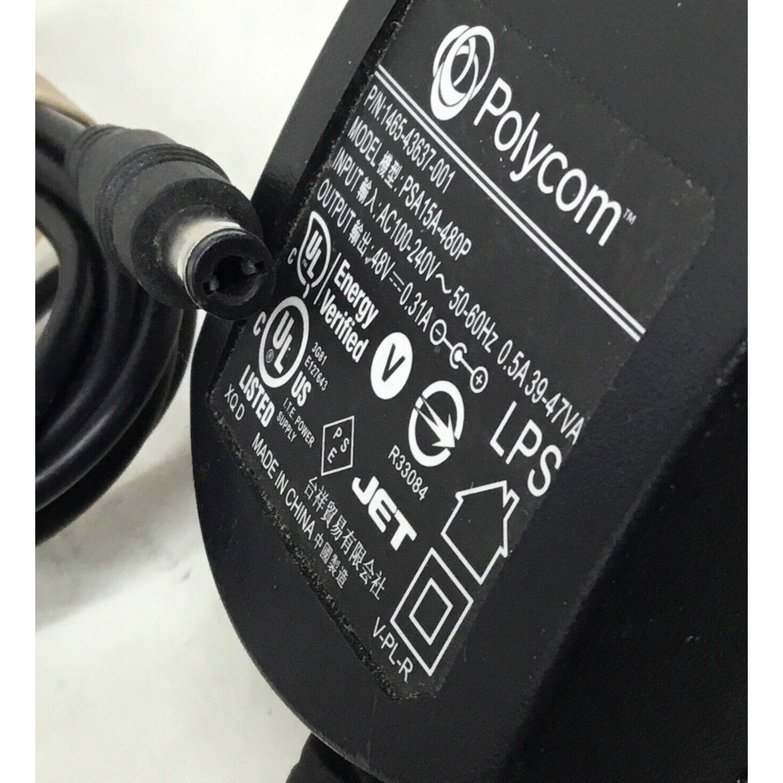 Genuine AC Power Supply Adapter Polycom PSA15A-480P 1465-43853-001 48V 0.31A 15W