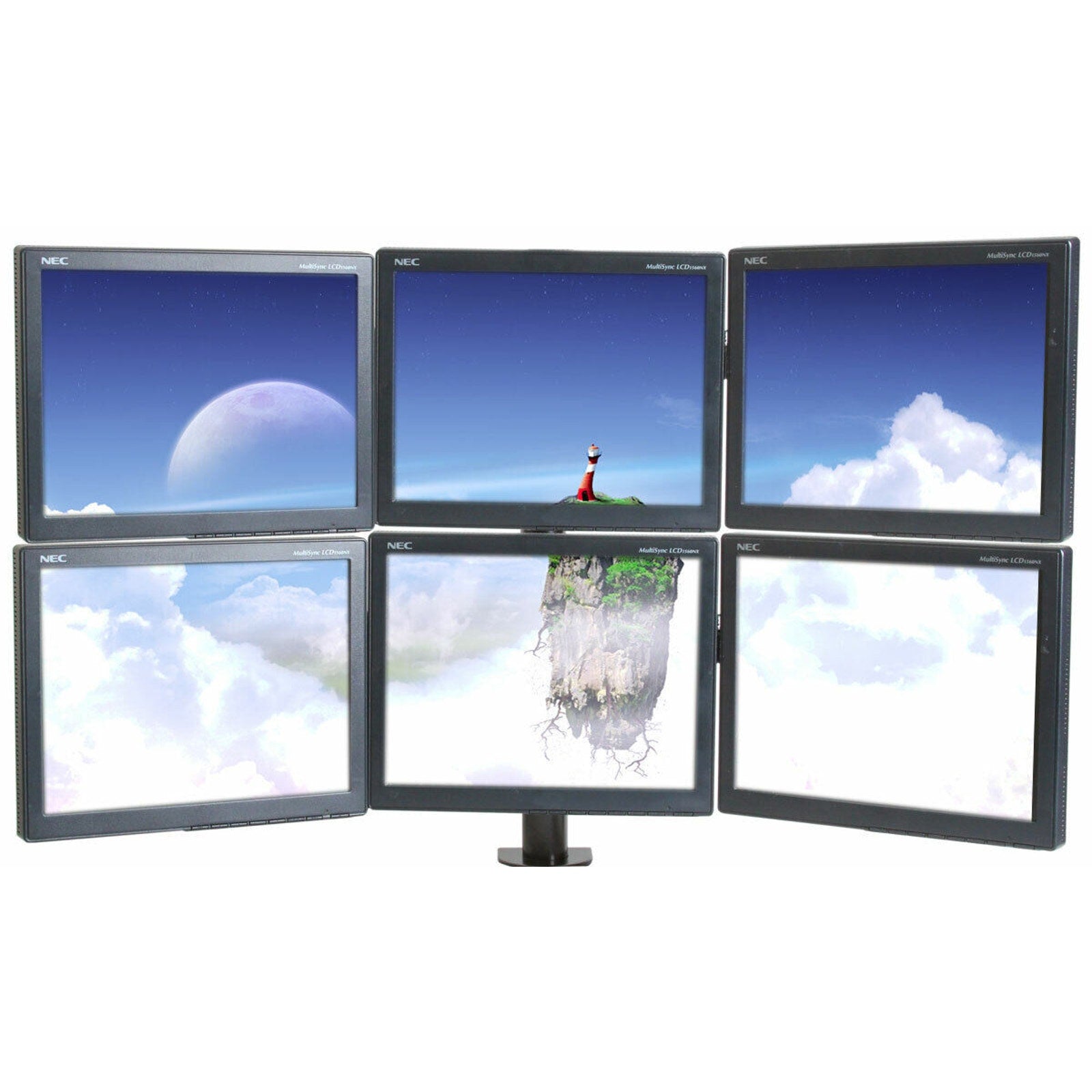 MonMount Hex/Six LCD Monitor Stand Desk Mount with Up, Down, Left and Right