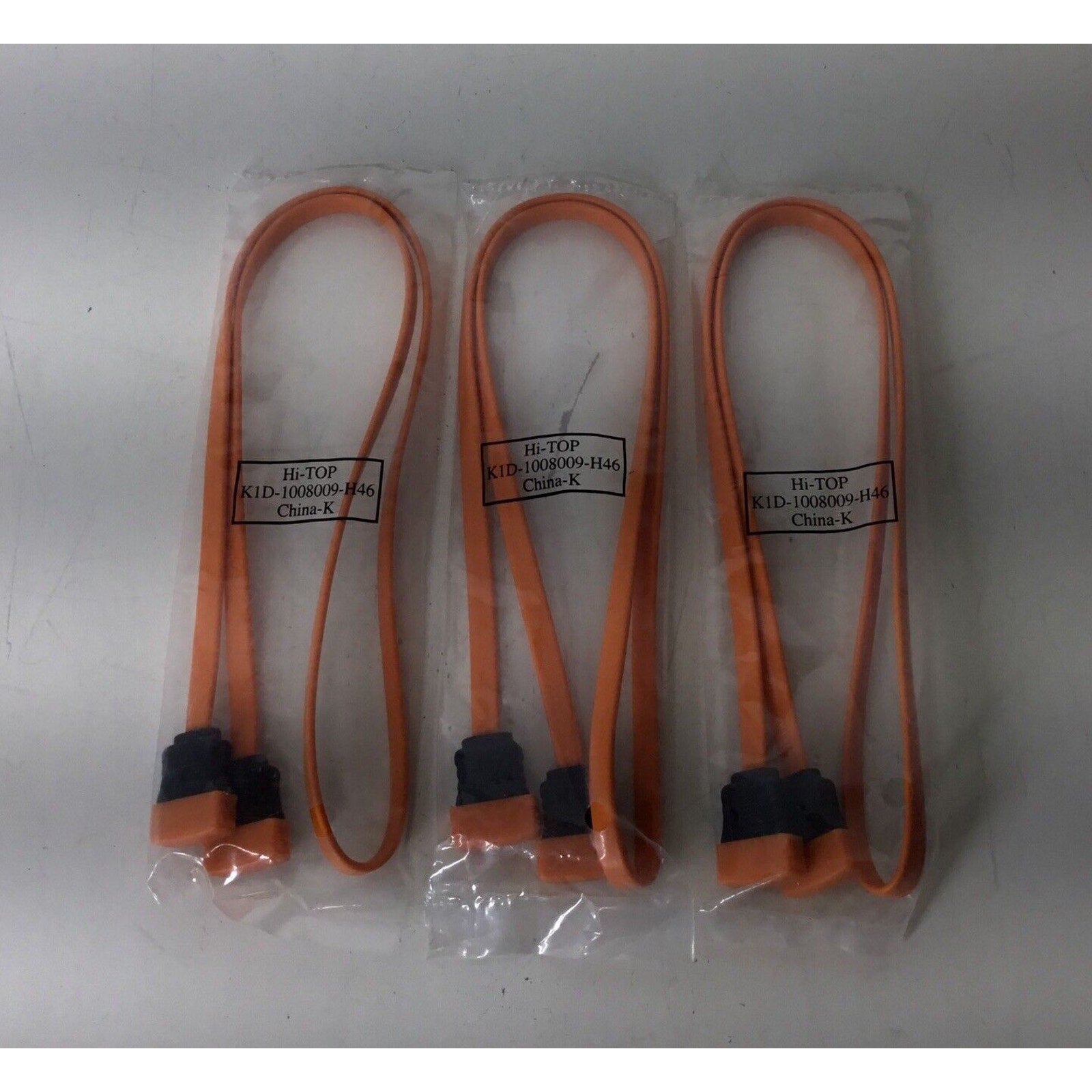 Lot of 3 - Hi-TOP K1D-1008009-H46 Orange ATA SATA Cable