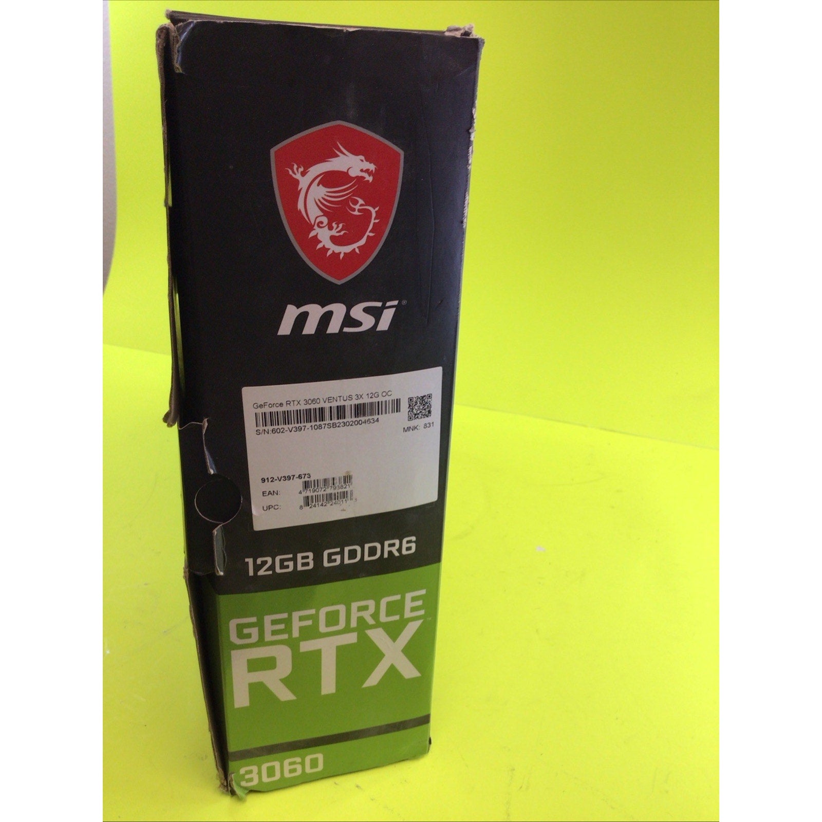 MSI GeForce RTX Ventus 3x Box Only