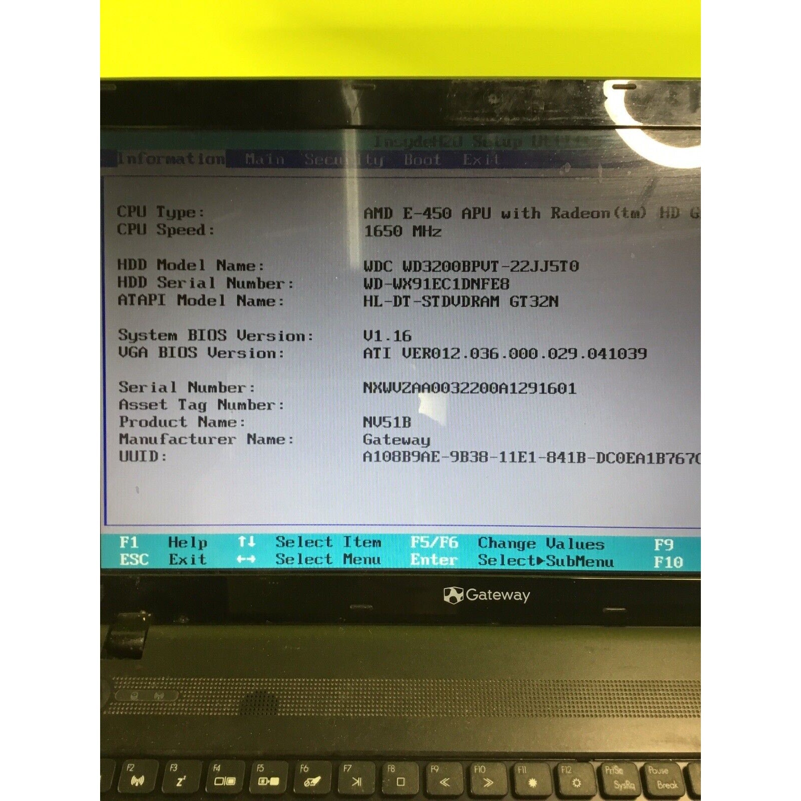 Gateway NV51B35u FOR PARTS REPAIR or RECYCLE