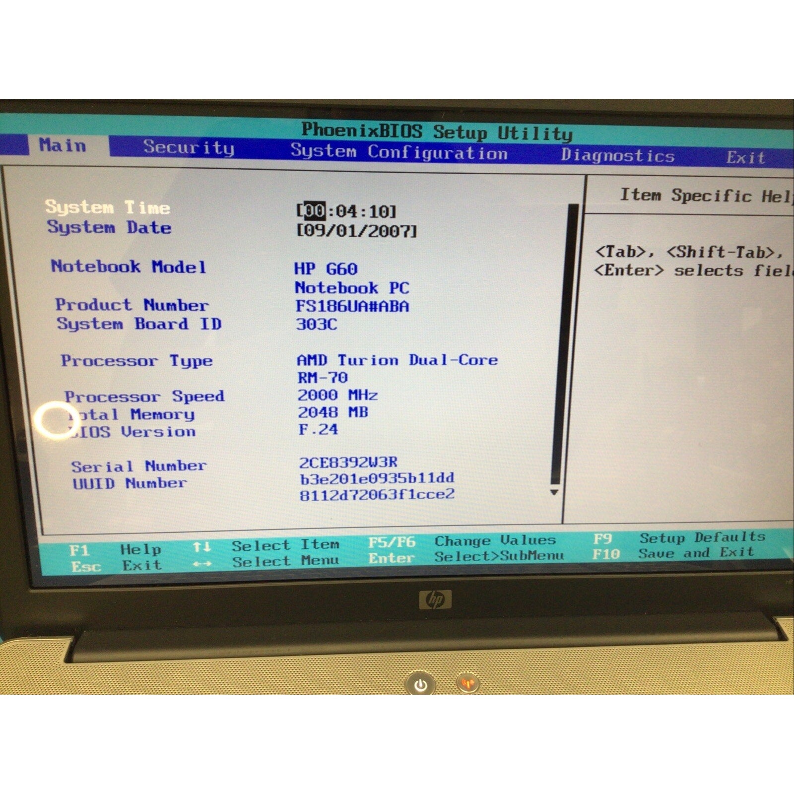 HP G60-119OM 16" Laptop AMD Turion 64 X2 RM70 2GB RAM NO HDD FOR PARTS or REPAIR