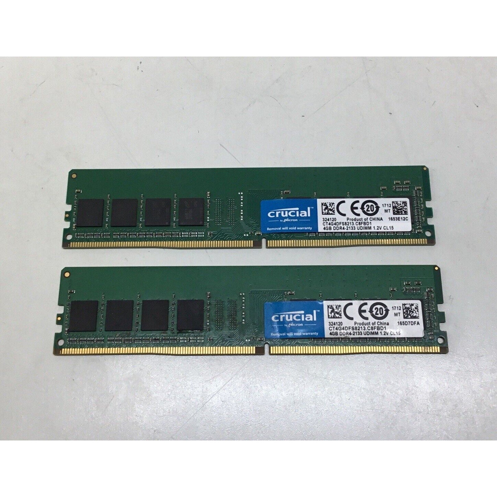 Lot 2x 4GB (8GB) Crucial CT4G4DFS8213.C8FBD1 PC4 DDR4-2133 DIMM Desktop RAM